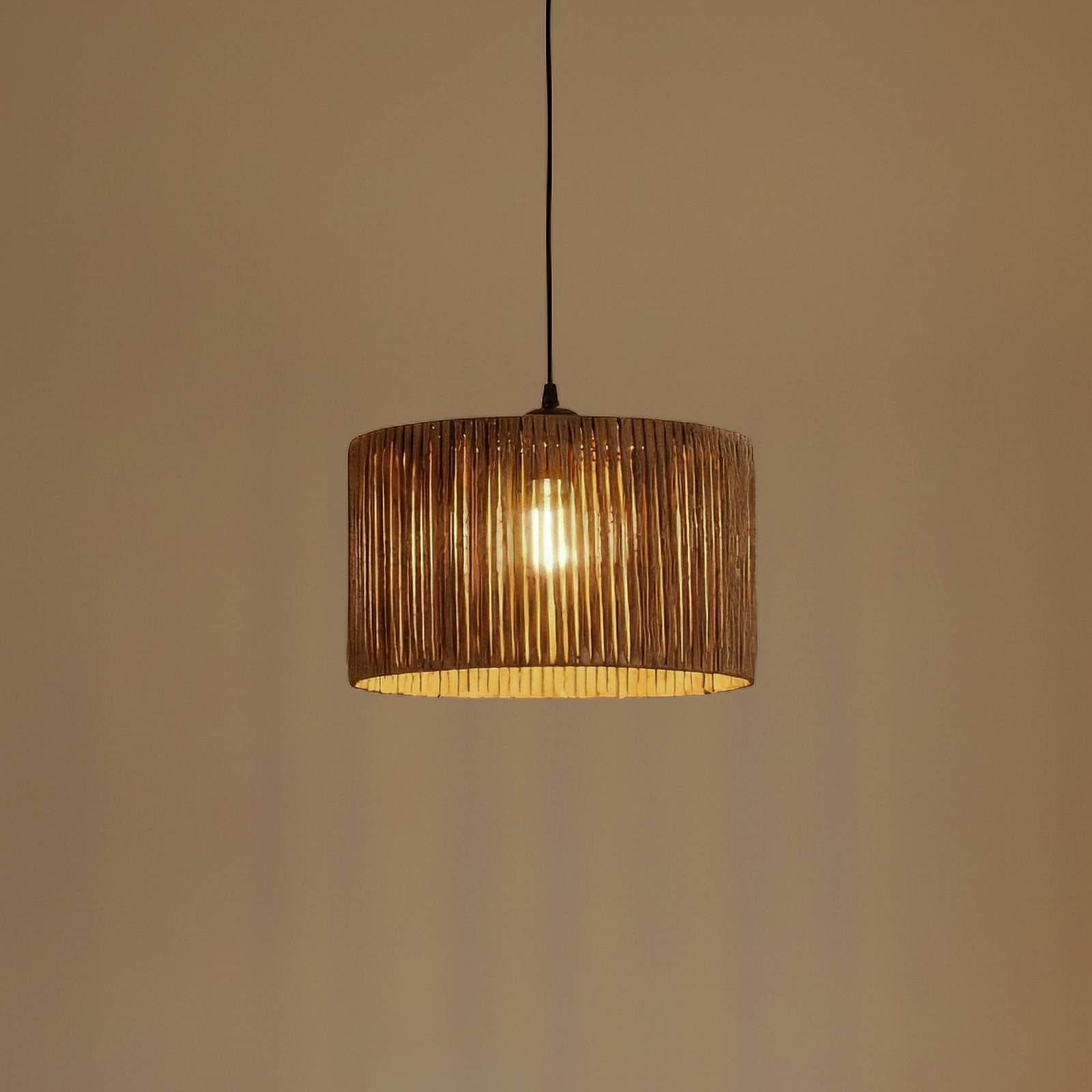 Hängeleuchte Roya Cylinder, Ø 30 cm, beige, Papier günstig online kaufen