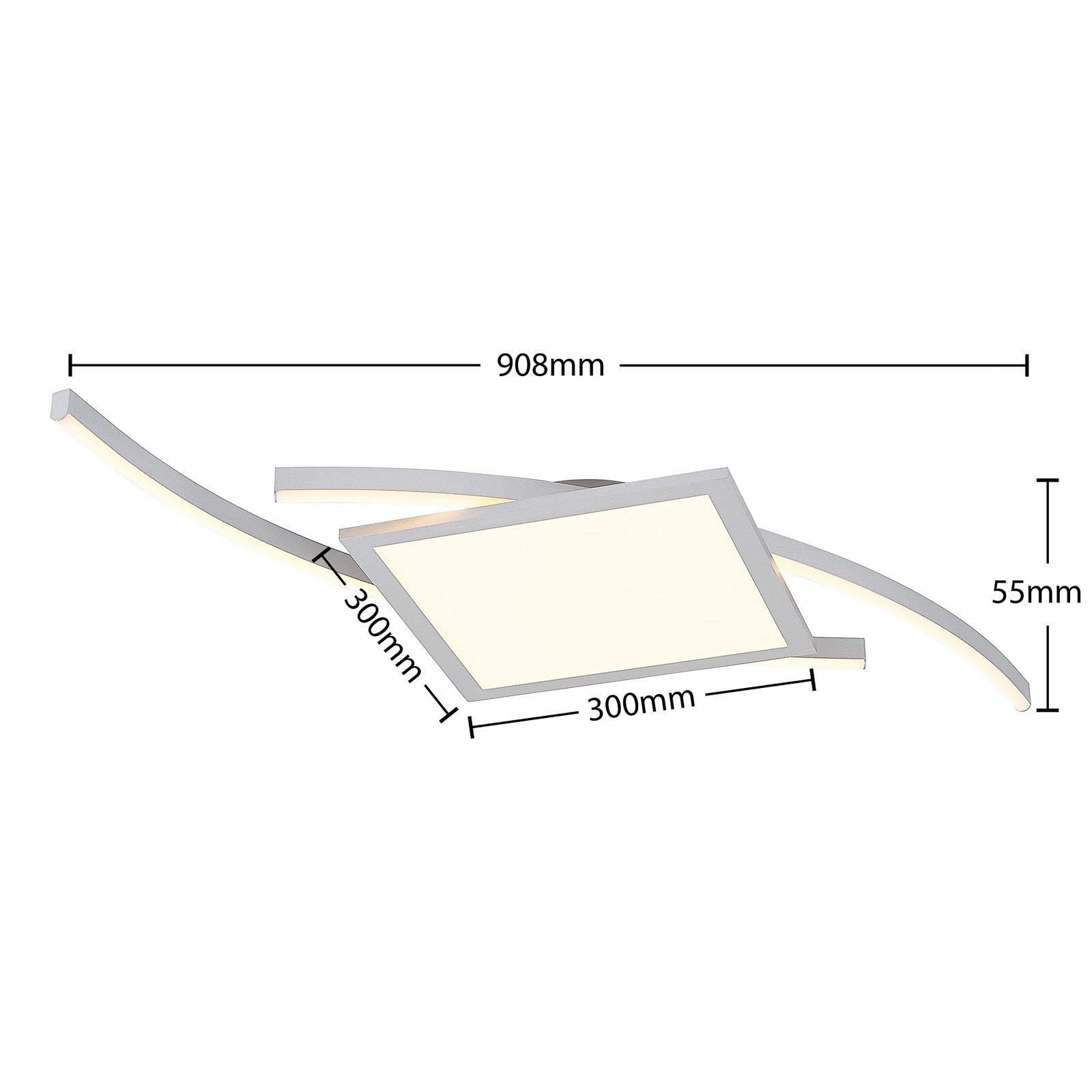 Lucande Tiaro LED plafondlamp, hoekig, 42,5 cm