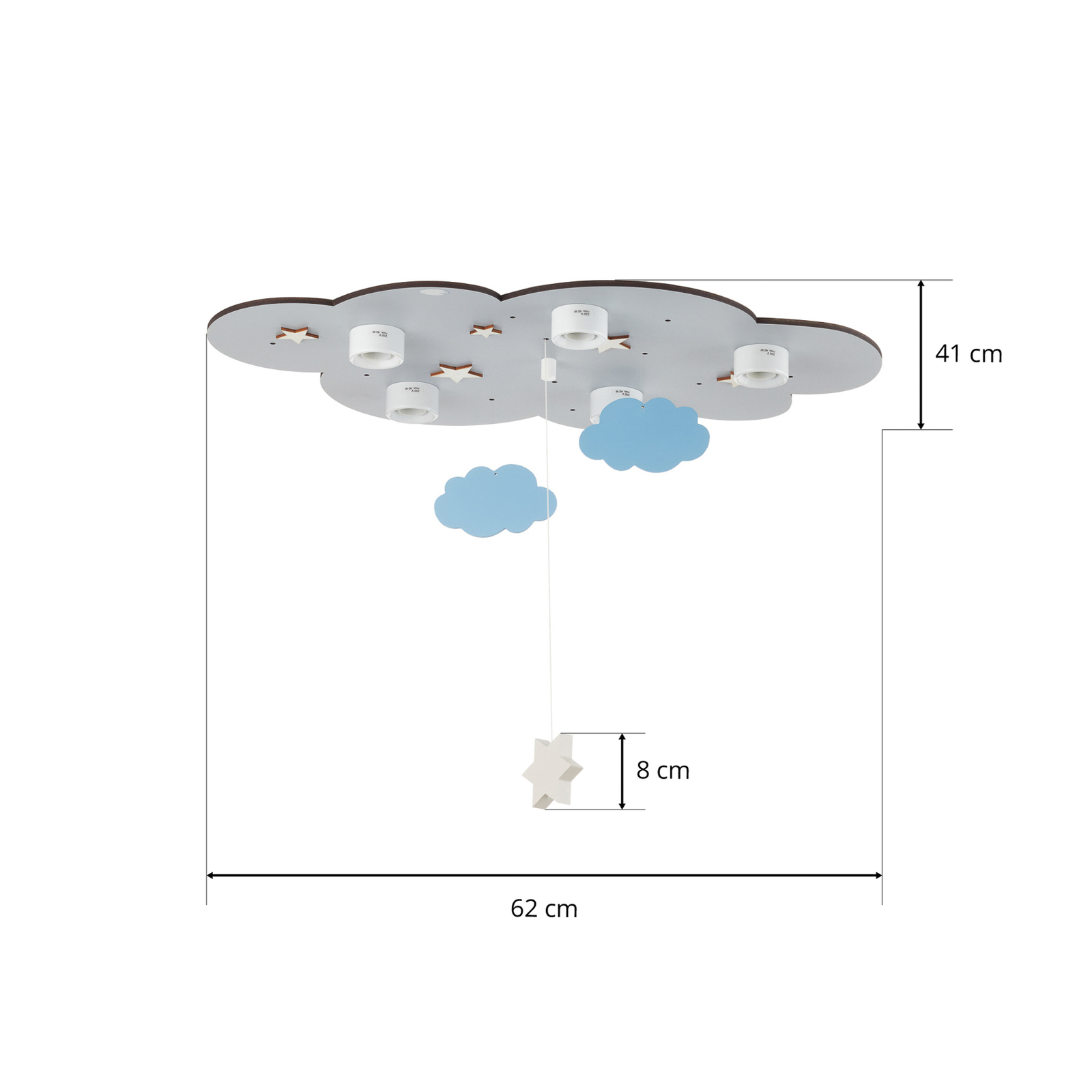 Deckenleuchte Wolke, fünfflammig, Hängedekor, grau