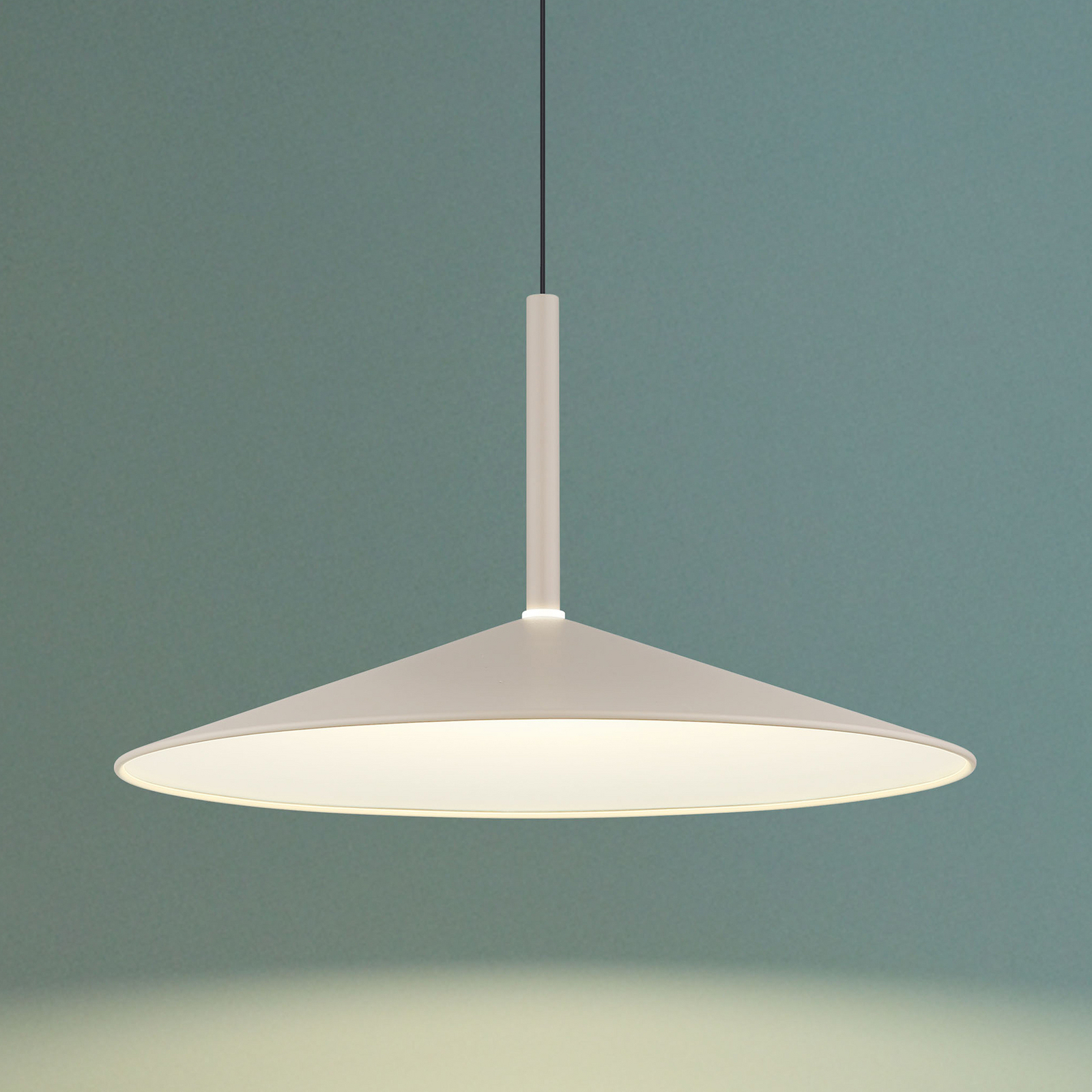 Κρεμαστό φωτιστικό LED Lampone, χρώμα άμμου, Ø 47 cm, μέταλλο, Soft-Lift