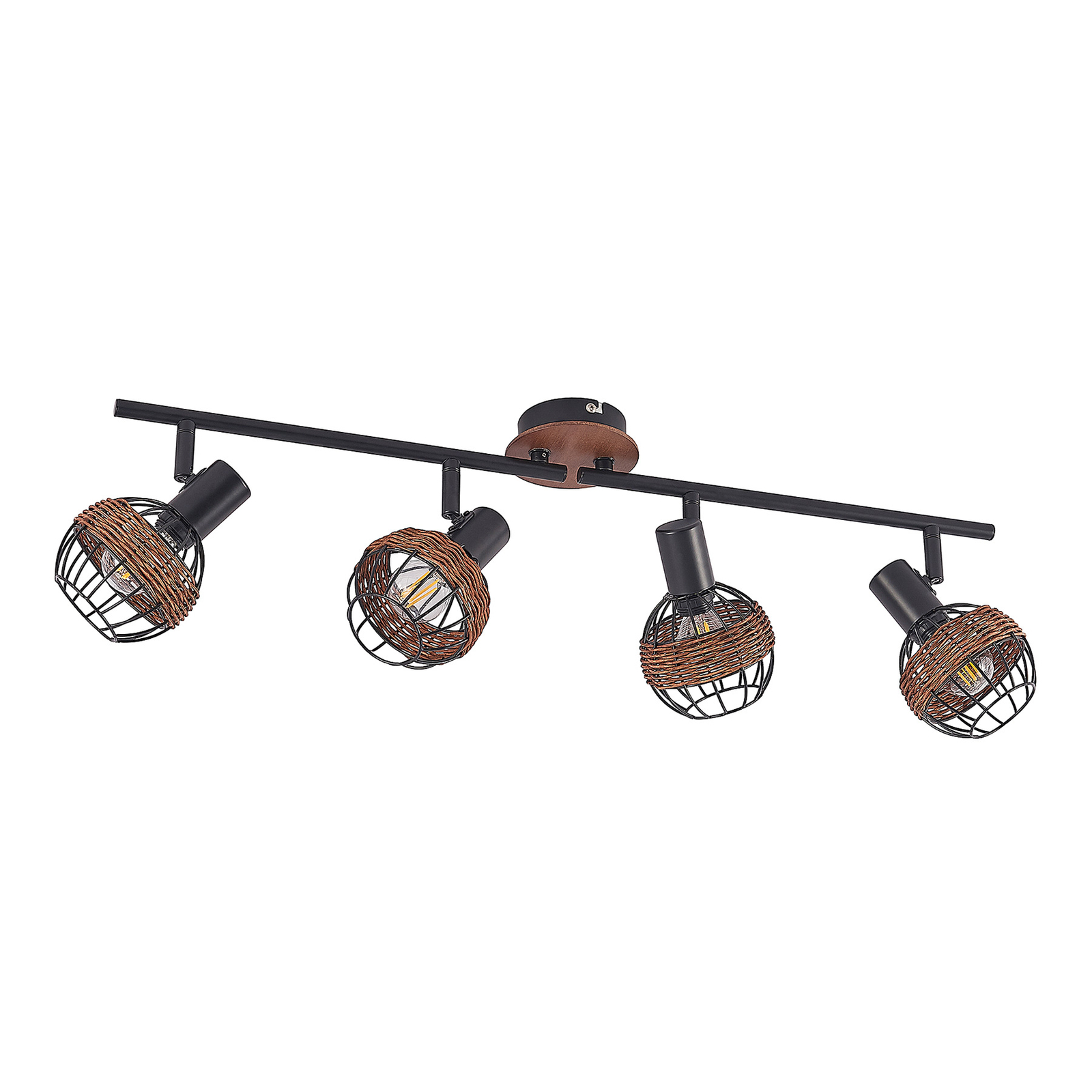 Lindby Nermina rotan-spot, kooi, 4-lamps