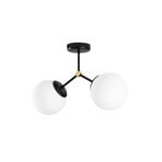 Plafonnier Damar, noir, verre, à 2 lampes, longueur 44 cm