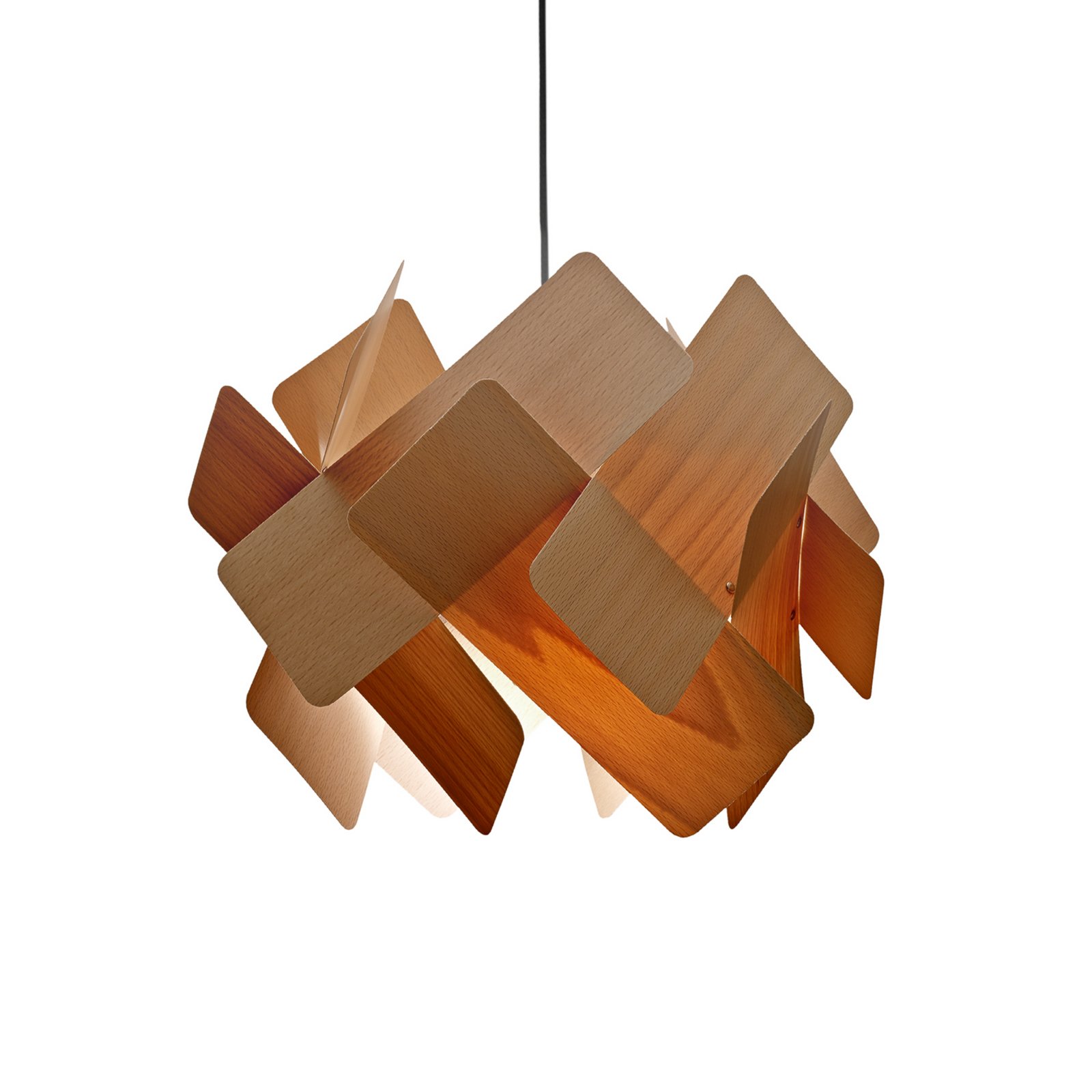 LZF Pendellampe Escape, buche/nickelfarben, Ø 30 cm, Holz