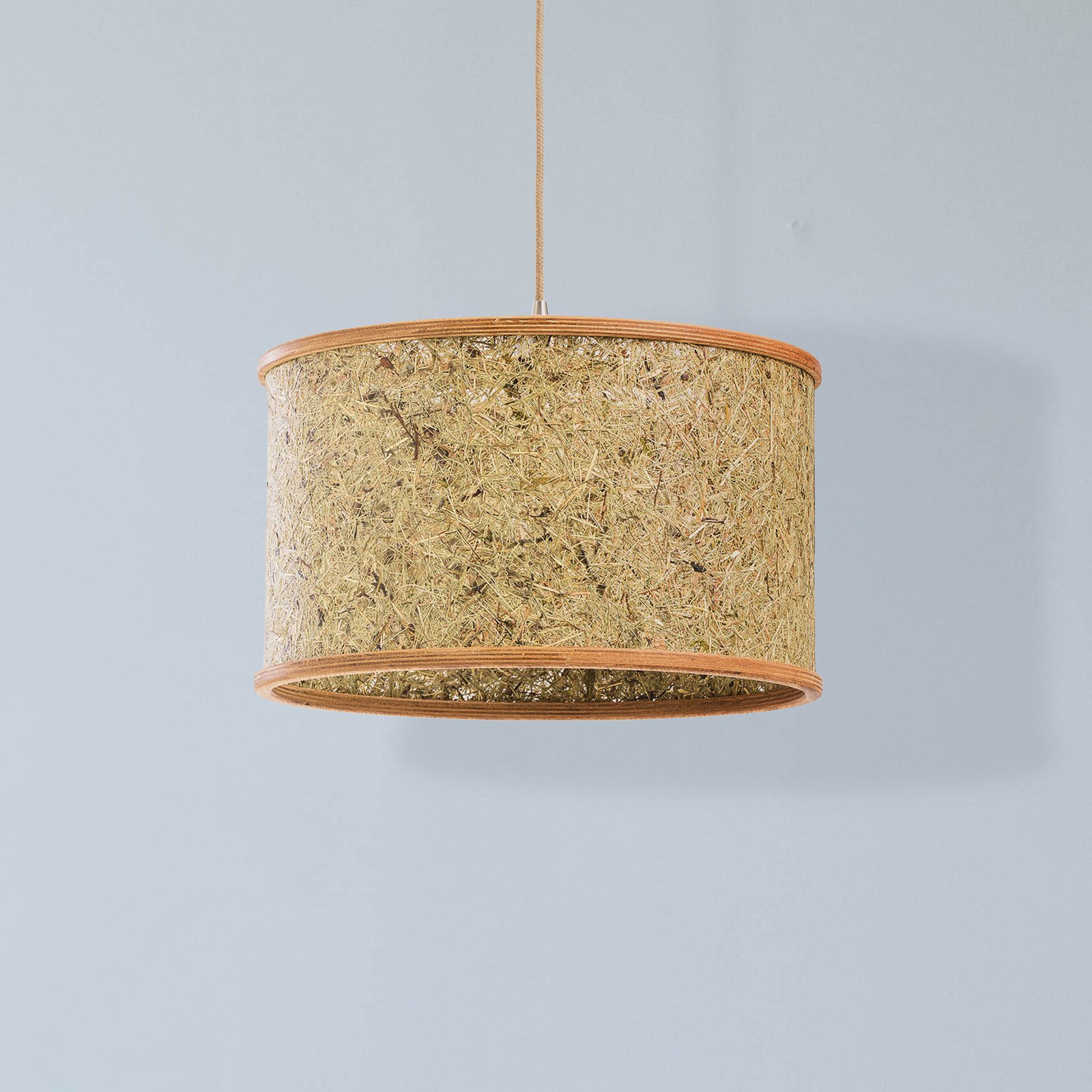 ALMUT 2610 pendant light Ø 45cm, oak wood and hay