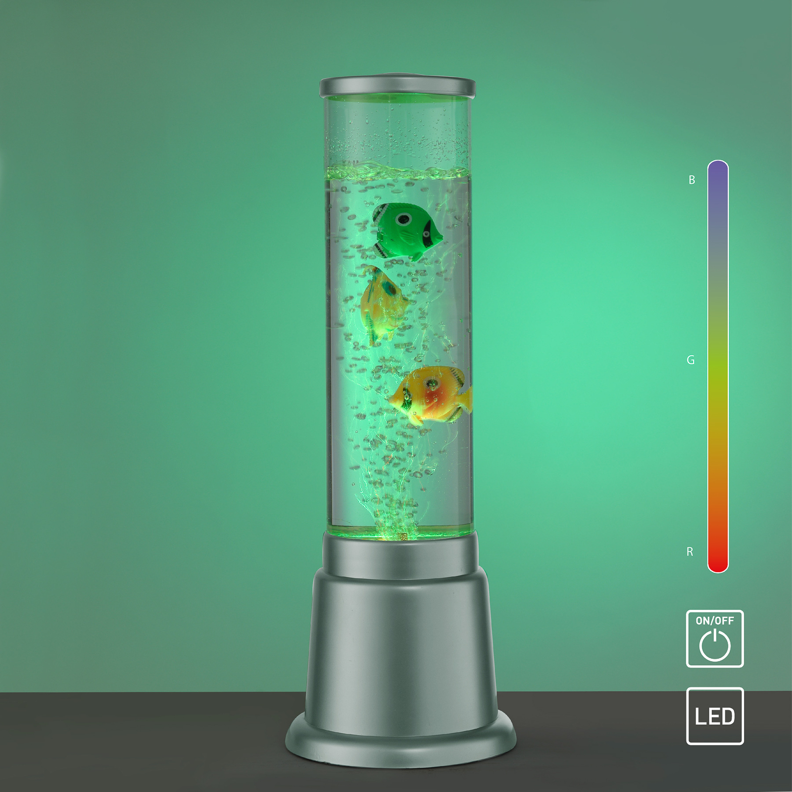 Colonne d’eau Ava avec LED et poissons, 36 cm