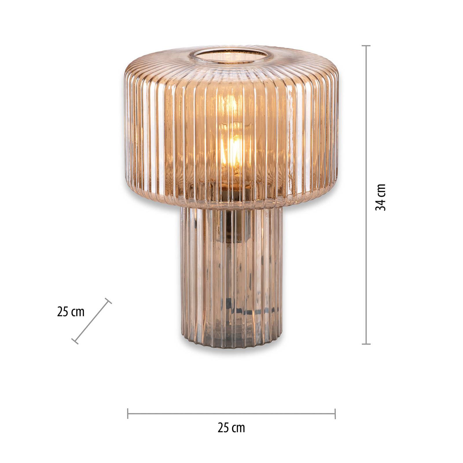 Lampa stołowa Paul Neuhaus Fungus, bursztyn, szkło, 34 cm