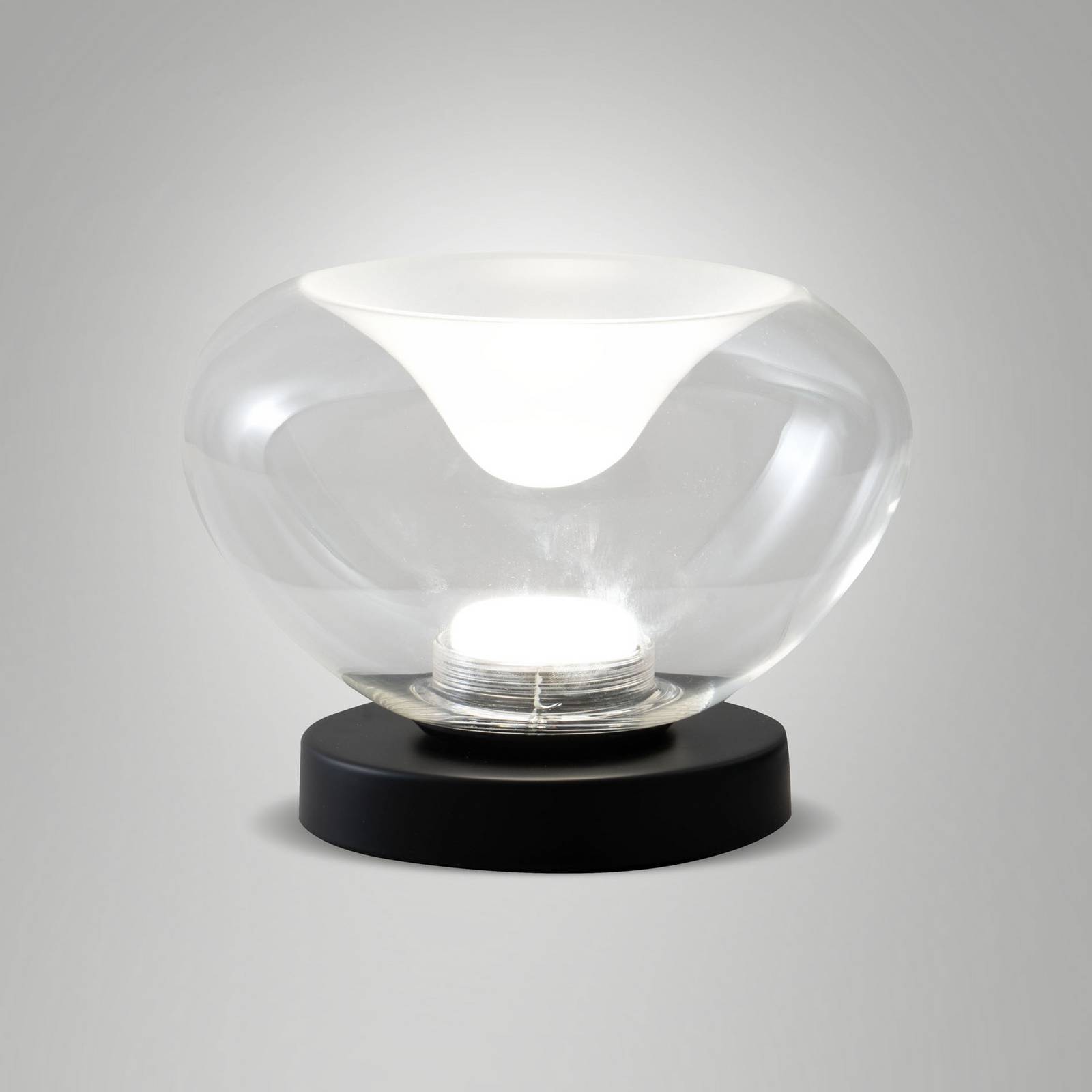 Lampa stołowa LED Brena, przezroczysta, szkło, CCT, ściemniana