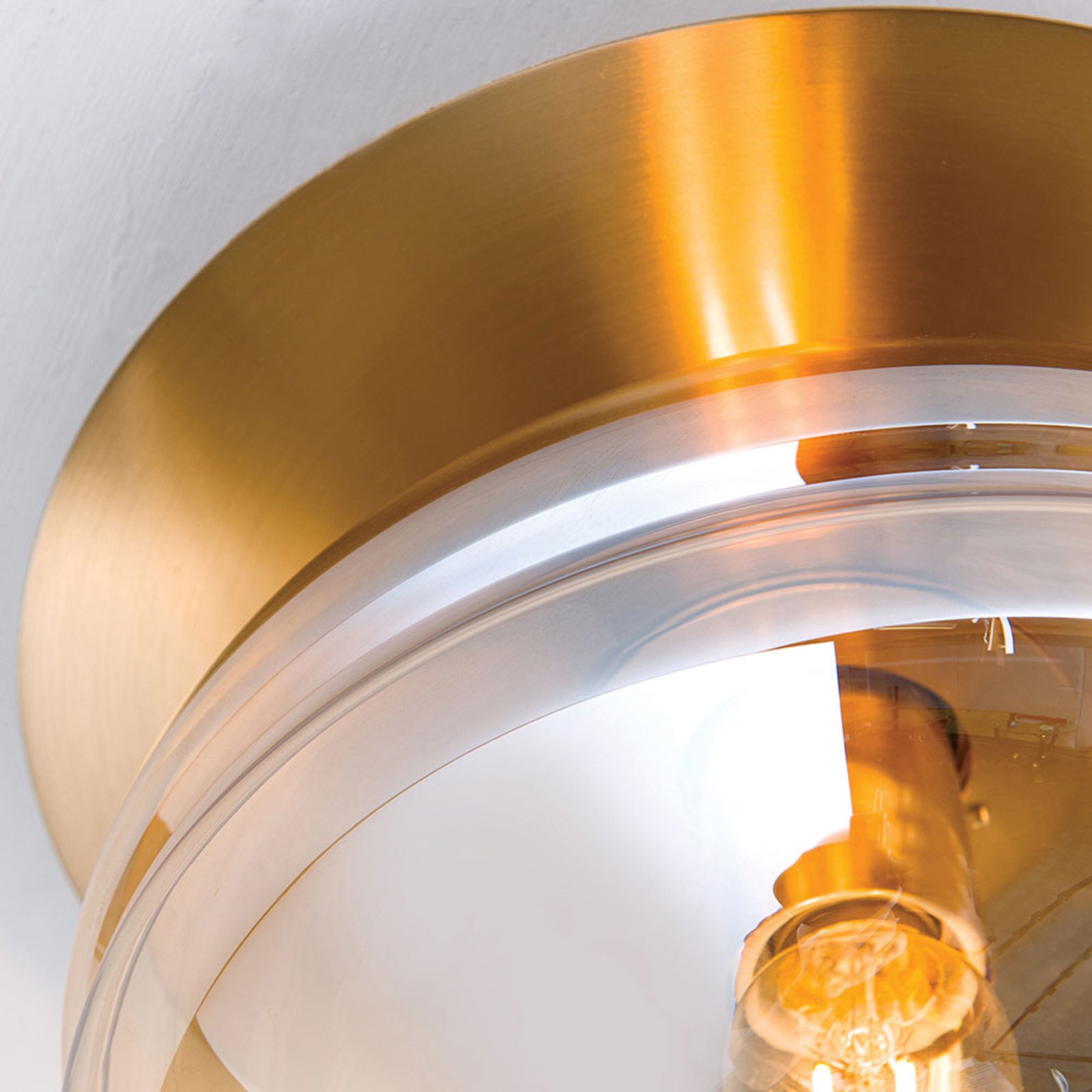 Richard ceiling light, brass metal, amber glass