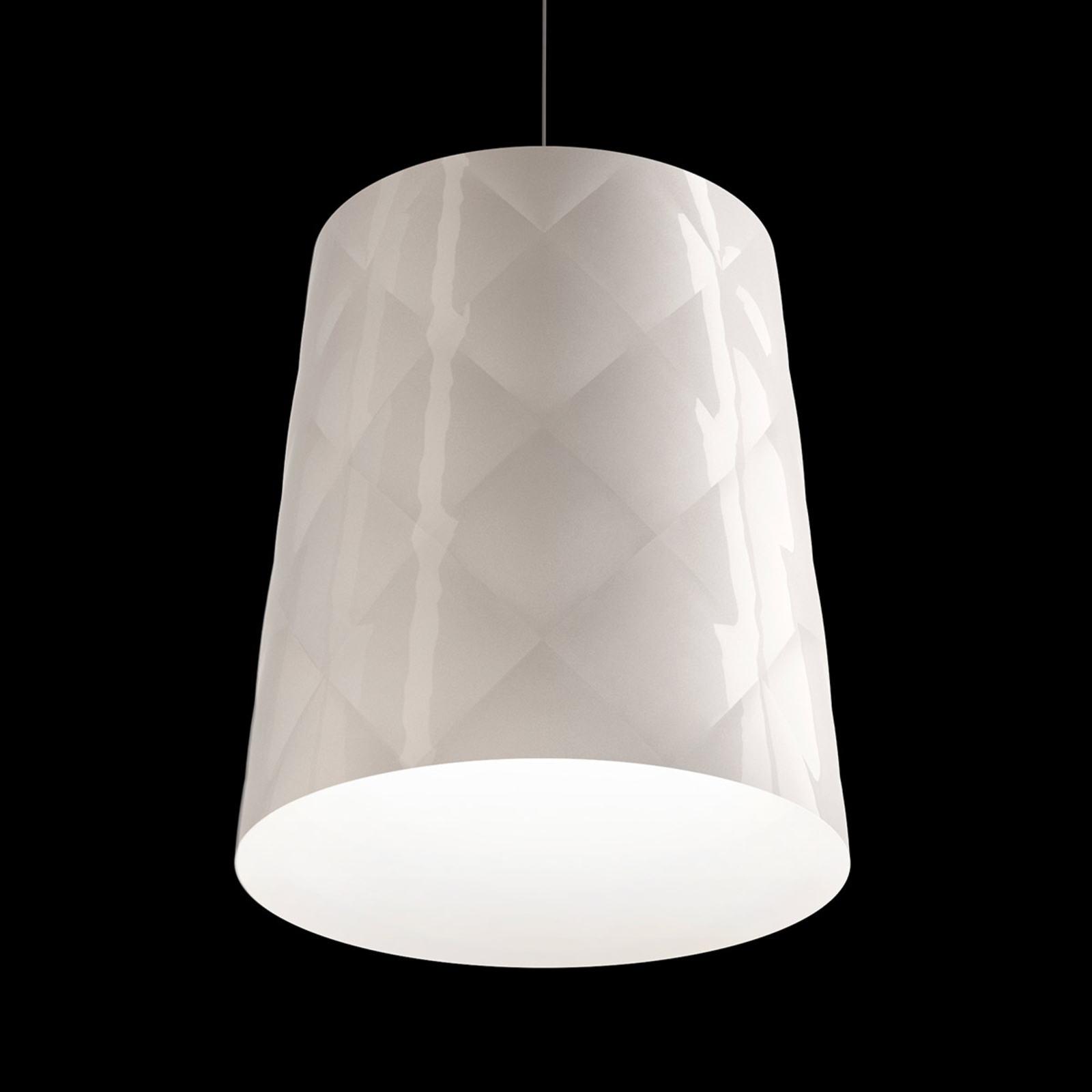 Kundalini New York hanging light, Ø 33 cm, white, for Living / Dining Room, plastic, E27, 60 W, energy efficiency: A++, H: 36 cm