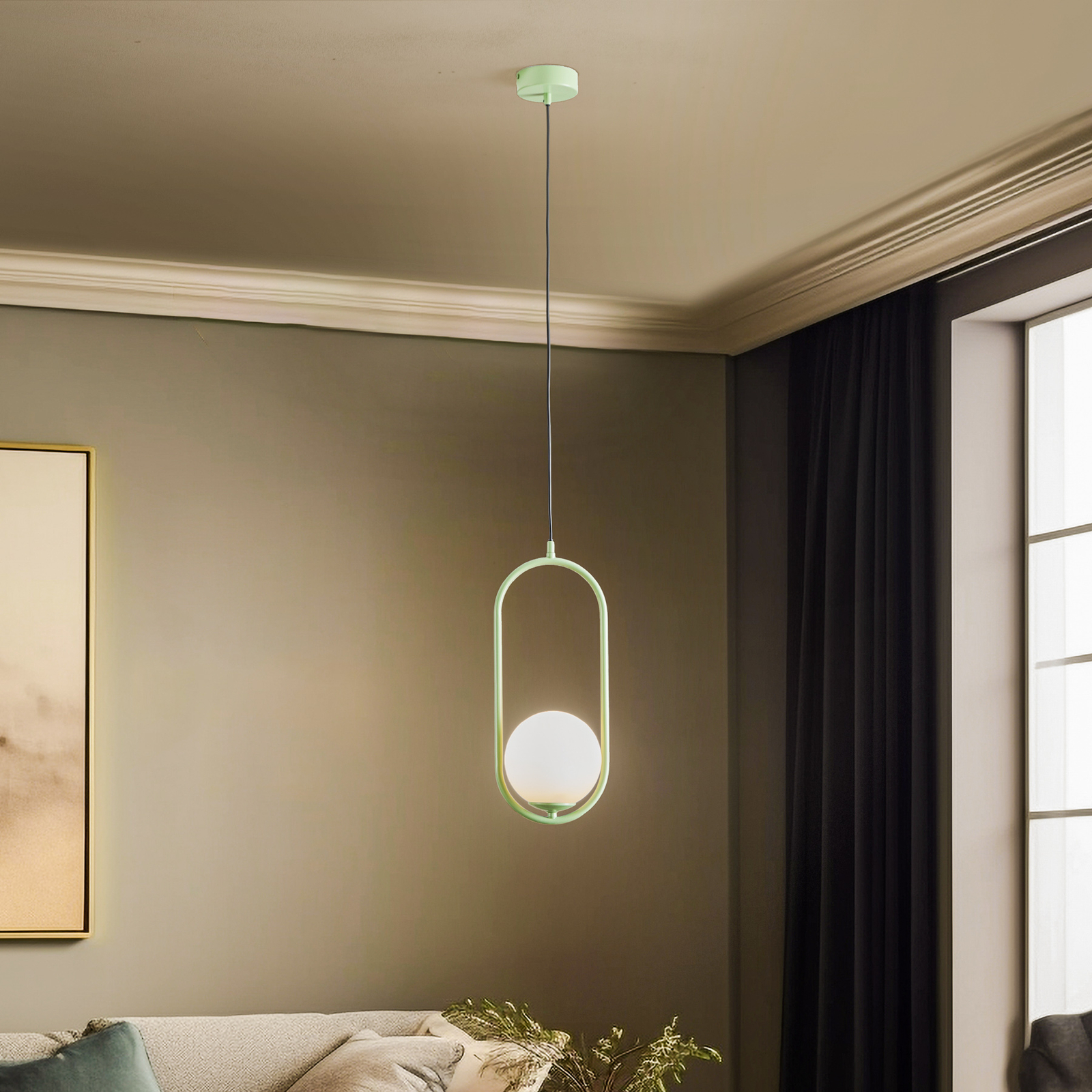 Samba pendant light, 1-bulb, green/white