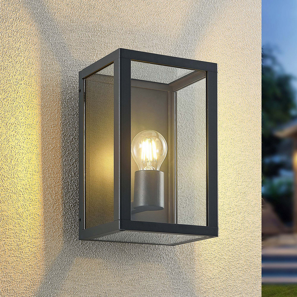 Lindby Giavanna utomhusvägglampa H28 mörkgrå, svart från Lindby