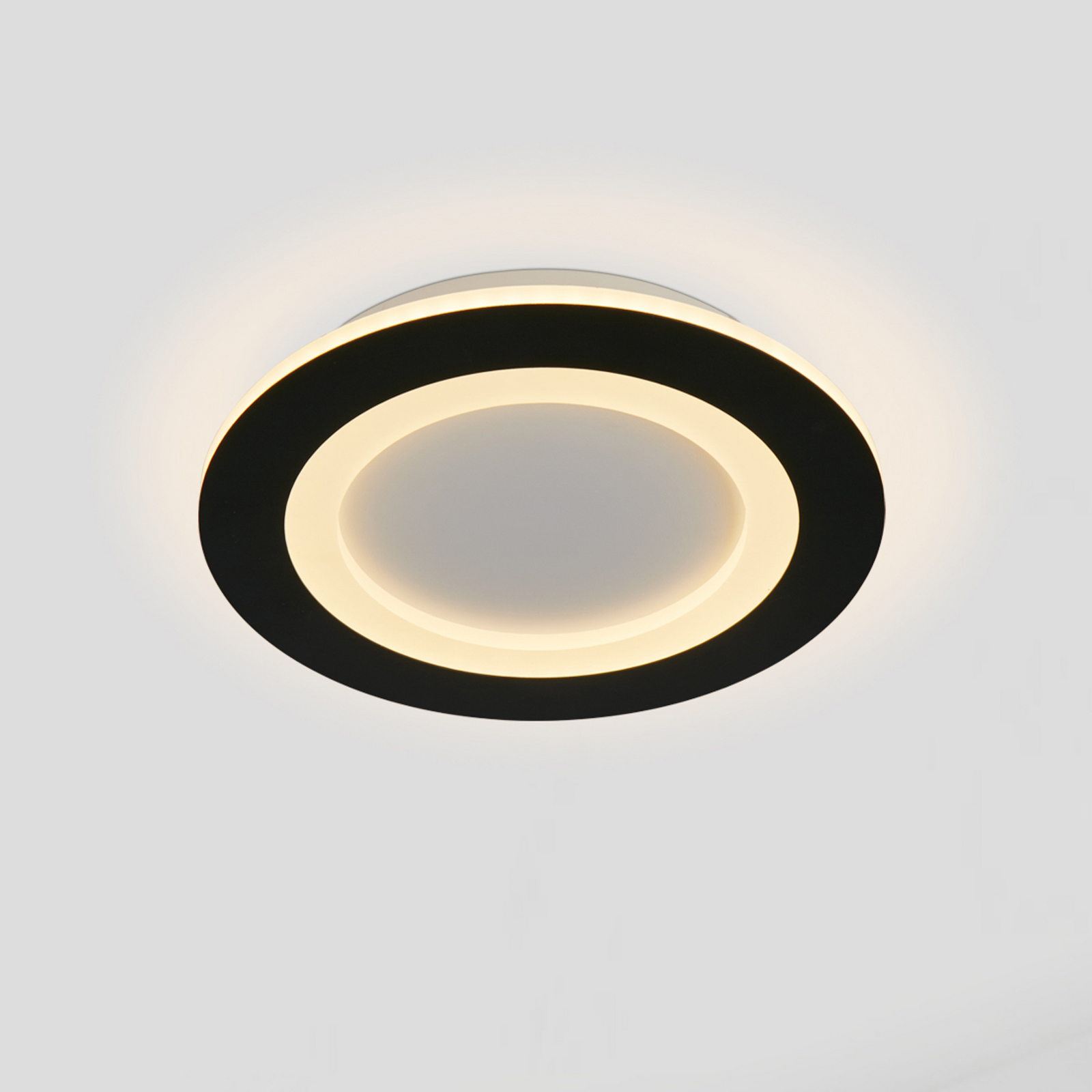 Φωτιστικό οροφής LED Ringo, Ø 39 cm, μαύρο/λευκό, σίδερο/ακρυλικό, CCT