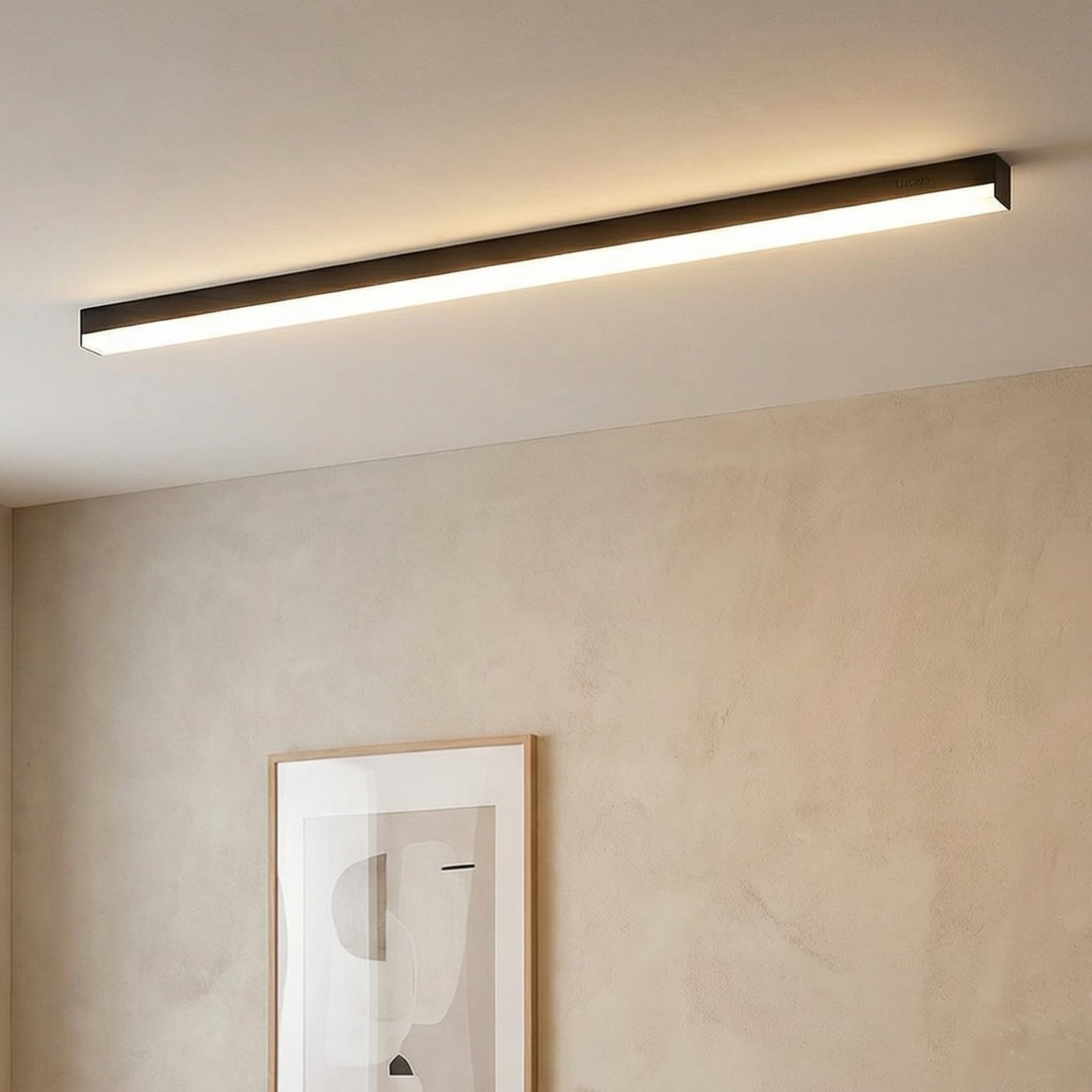 Plafonieră LED Lucande Teniona, 132 cm, negru, aluminiu