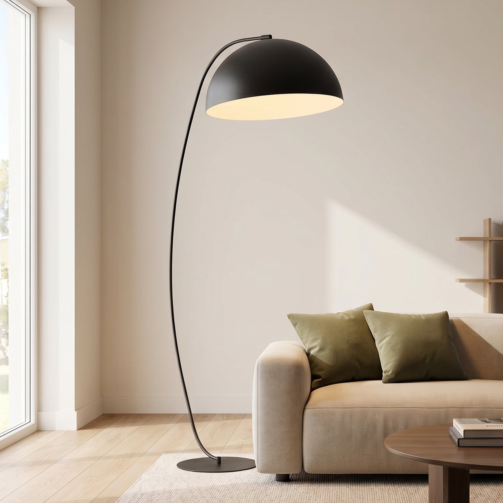 Stehlampe Arcos, schwarz, Höhe 150 cm, Metall