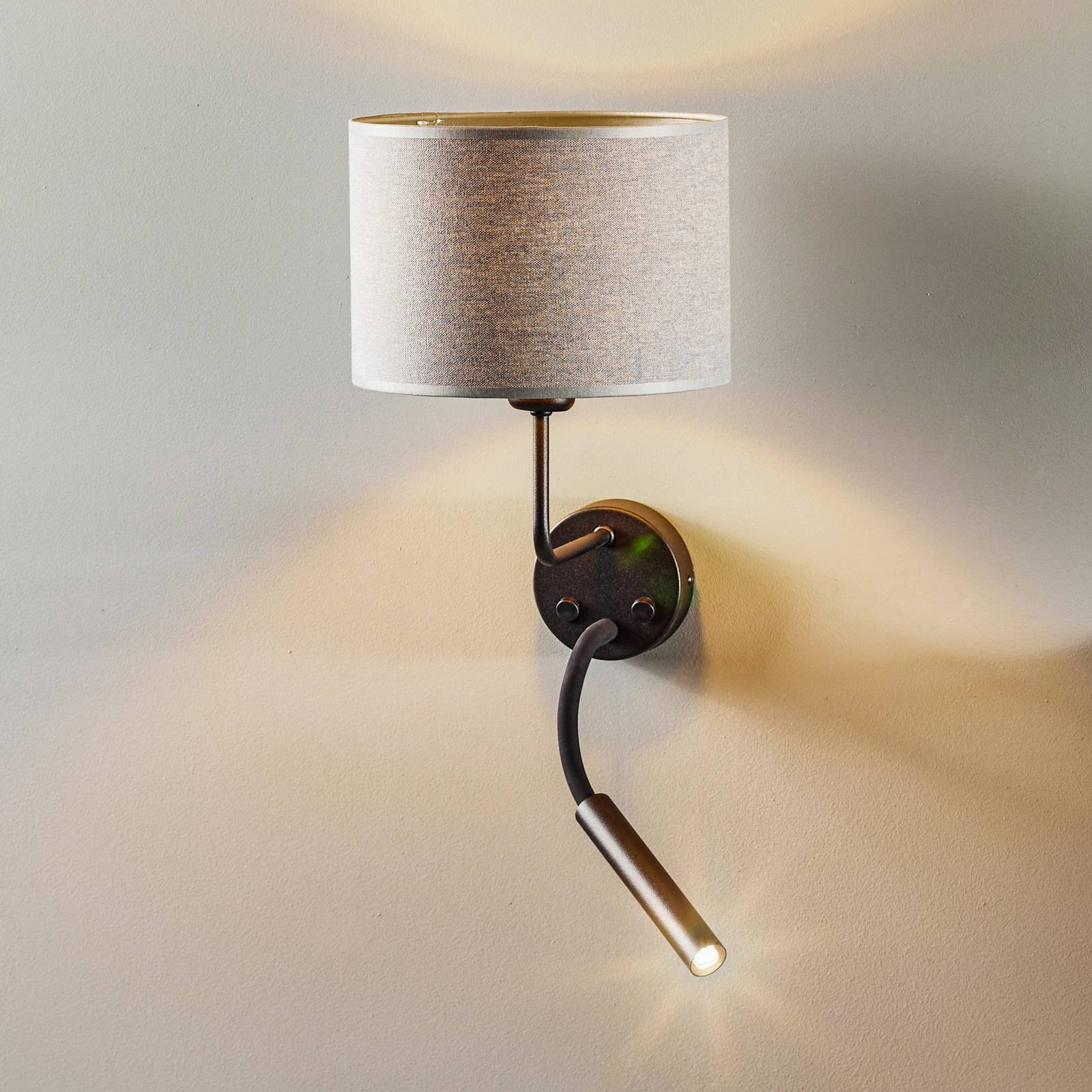 Nowodvorski Lighting Hotel Plus vägglampa med läslampa grå