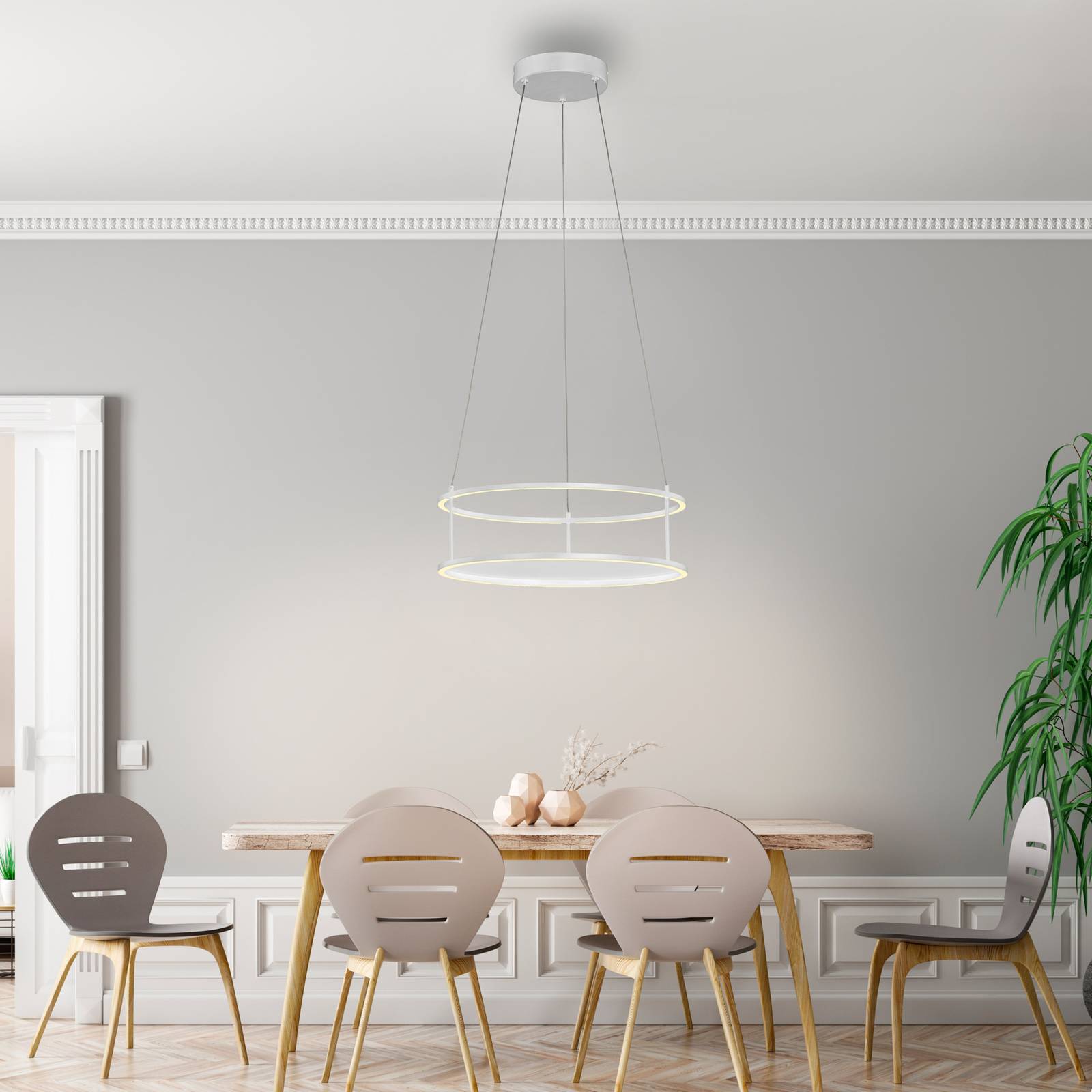 Paul Neuhaus LED-Pendellampe Contura, weiß, Ø 50 cm günstig online kaufen