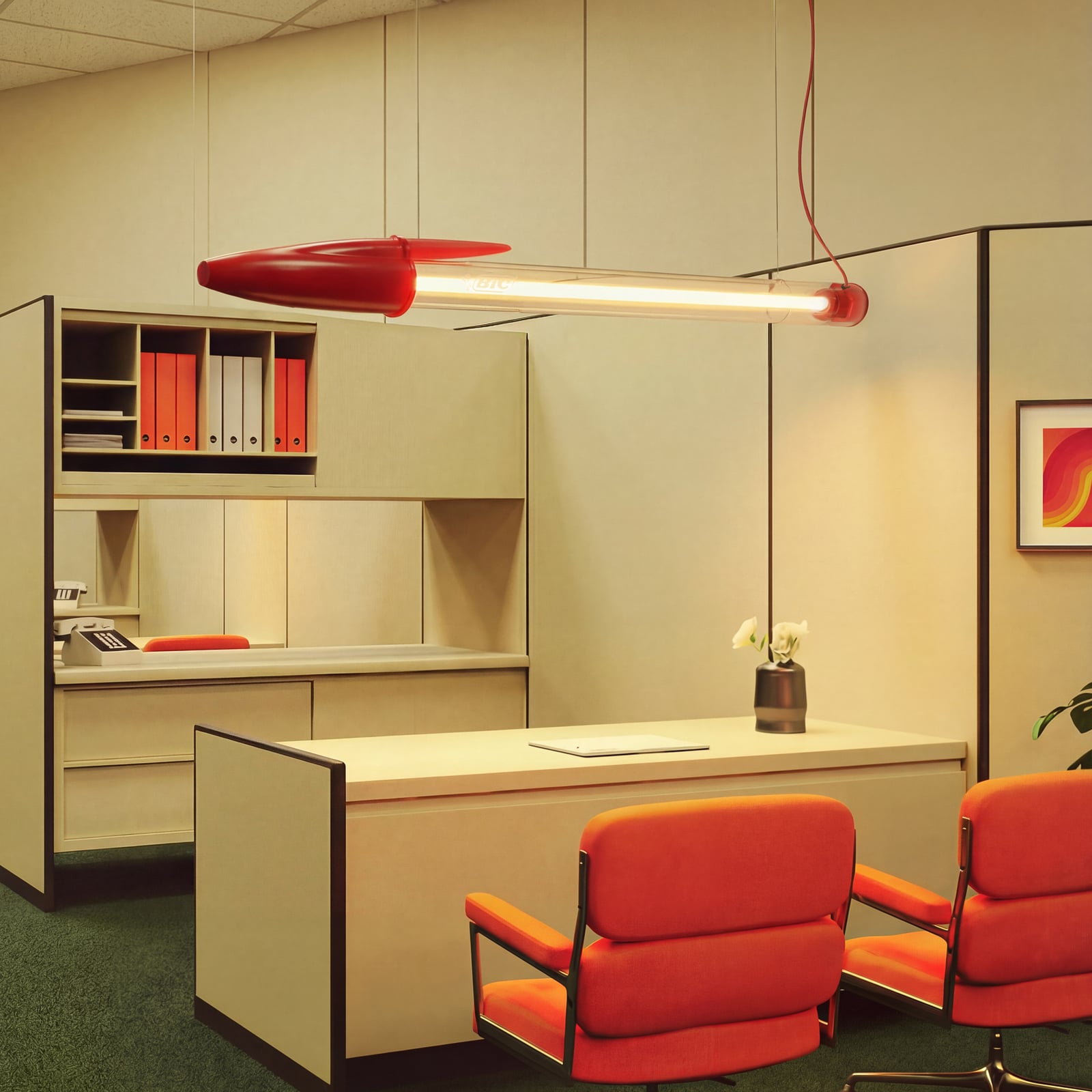 SELETTI LED hanglamp BIC, rood, lengte 173 cm