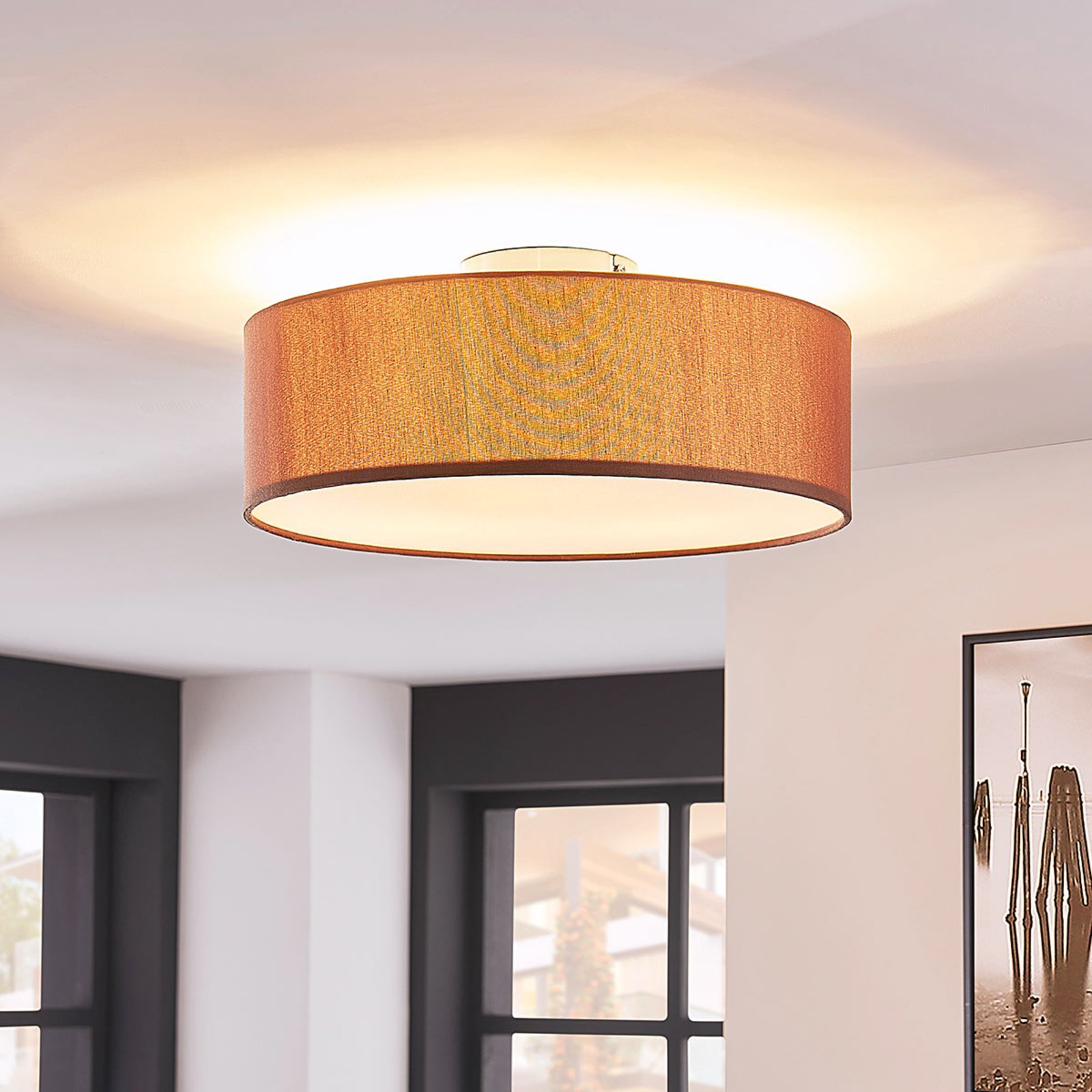 Sebatin Plafondlamp Ø40 Brown/White/Nickel - Lindby