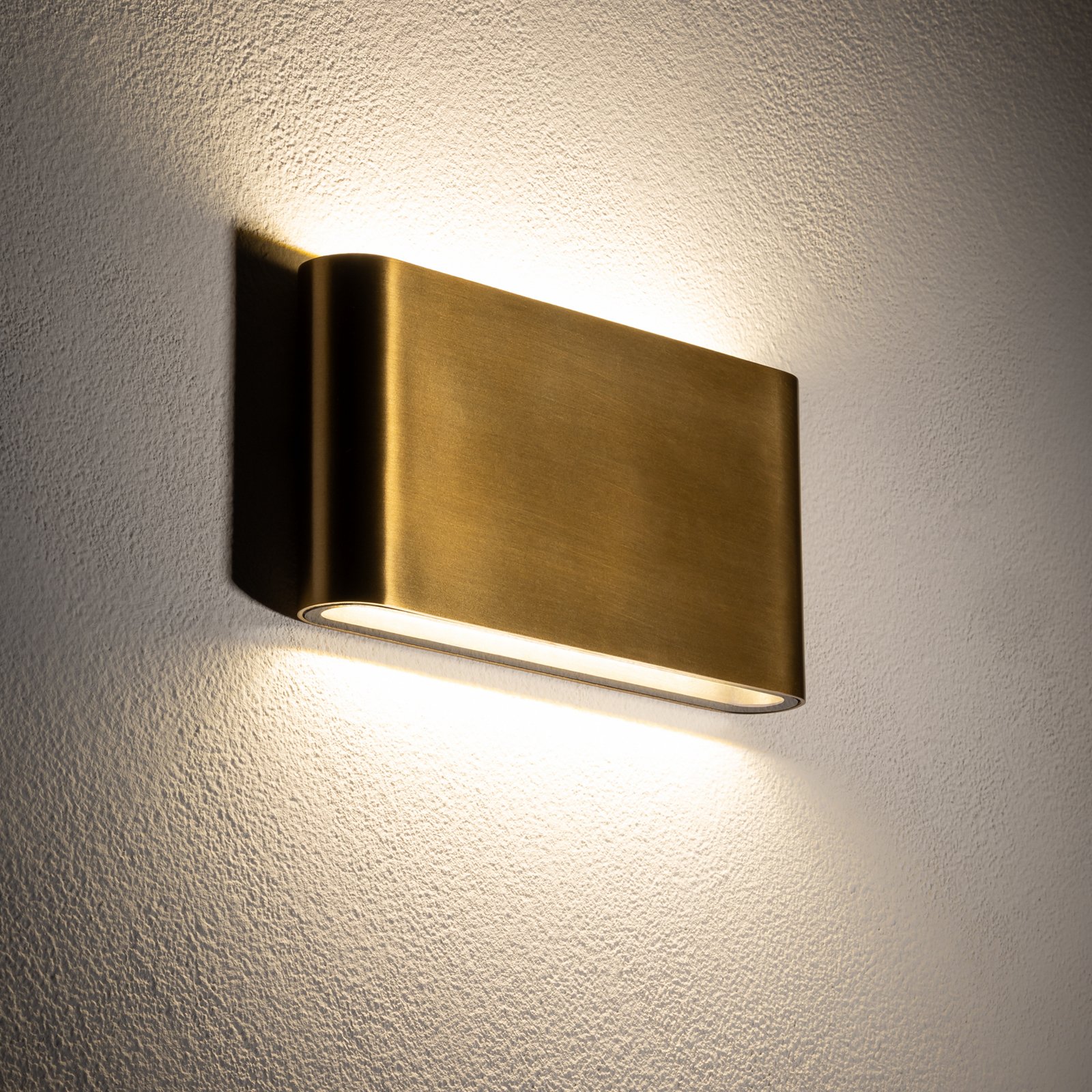 Applique a LED Semi M, alluminio, oro, lunghezza 17,5 cm