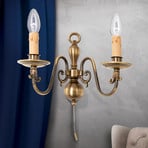 Imke 2-bulb wall light, antique brass dark patina