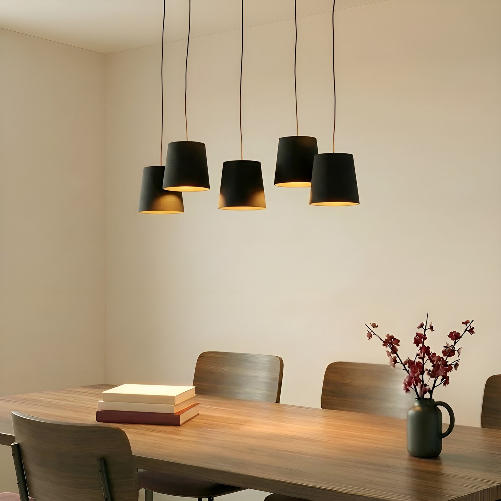 Lucande Thamila hanglamp, zwart, ijzer