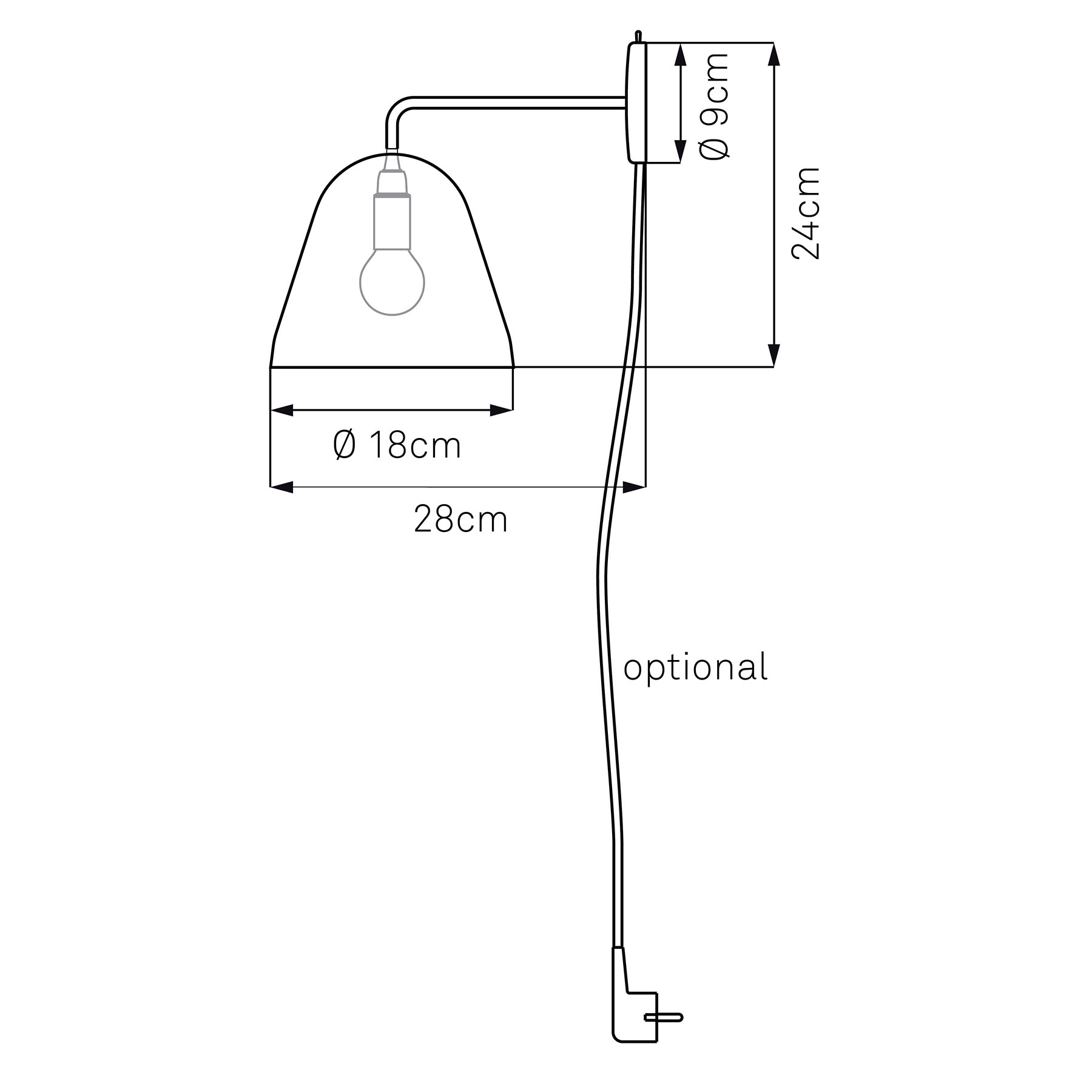 NYTA Nyta Tilt Wall wall light with a red cable, white, for Living / Dining Room, aluminium, stainless steel, E14, 46 W, energy efficiency: A++, W: 18 cm, H: 24 cm