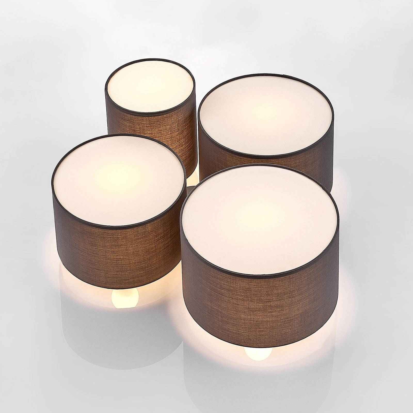 Lampa sufitowa Lindby Laurenz, 4-punktowa, szara, tekstylna, Ø 71 cm