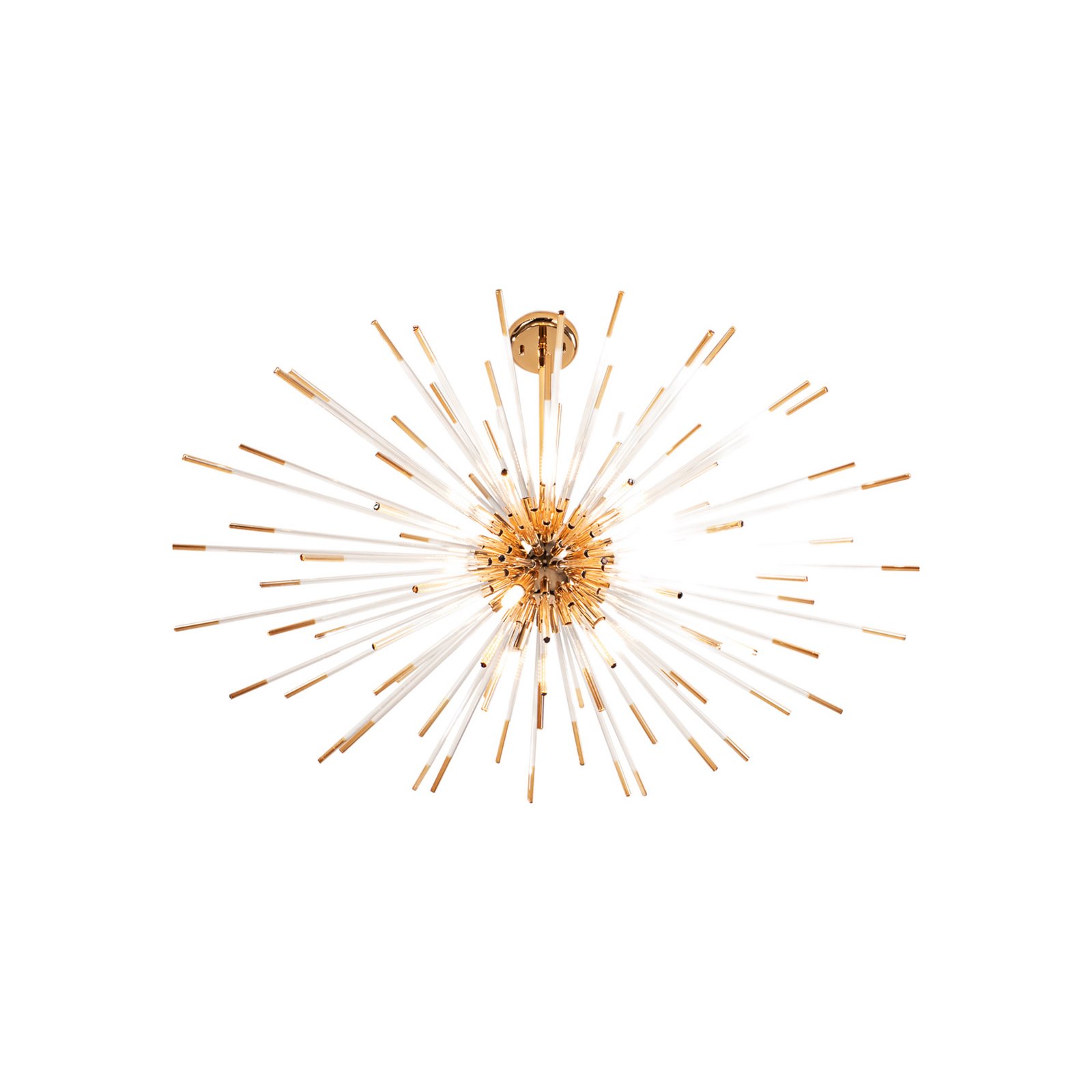 Hängeleuchte Evasion, 9-fl., gold, Metall, Glas, Ø 100cm