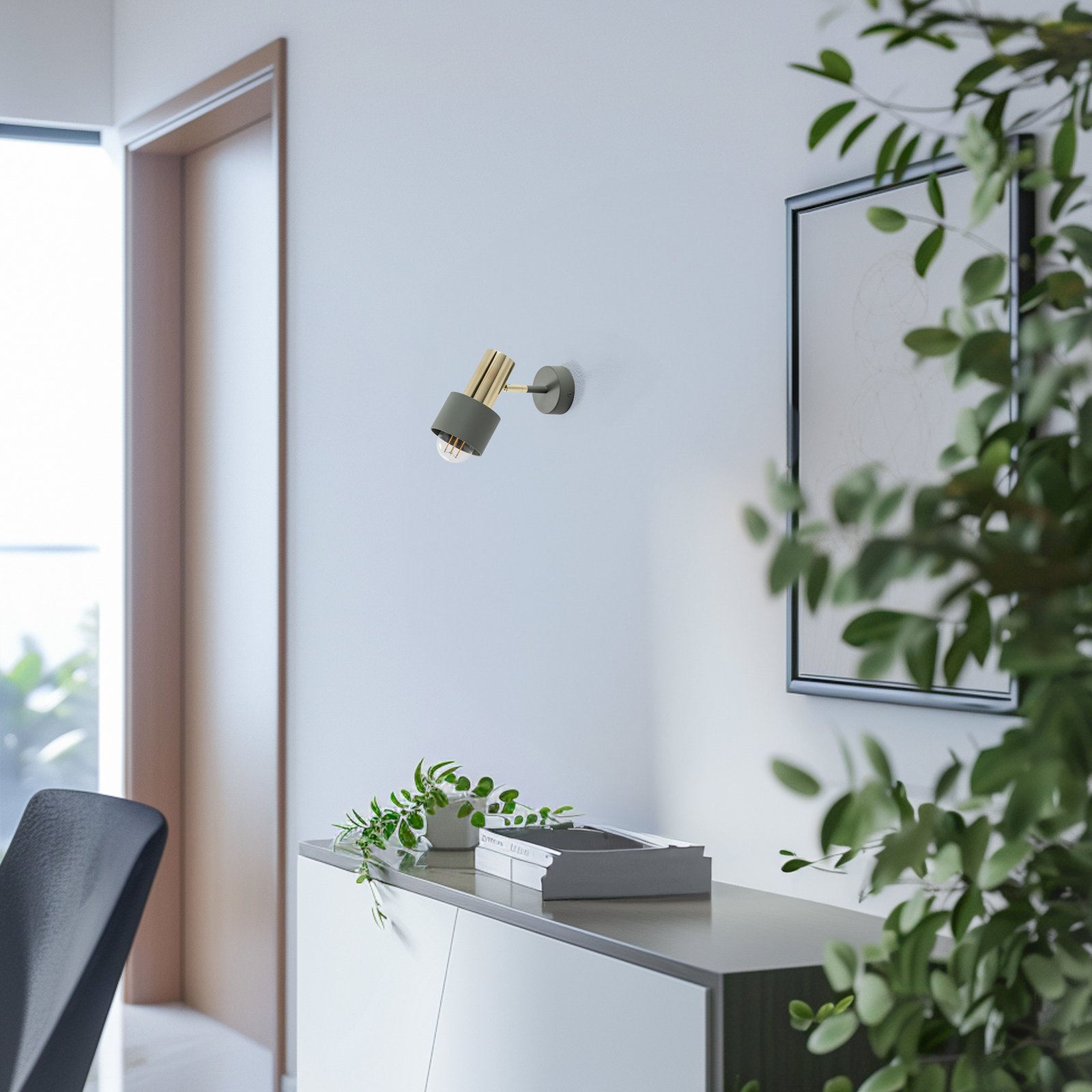 Wandspot Destin, 1-lamp groen/messing
