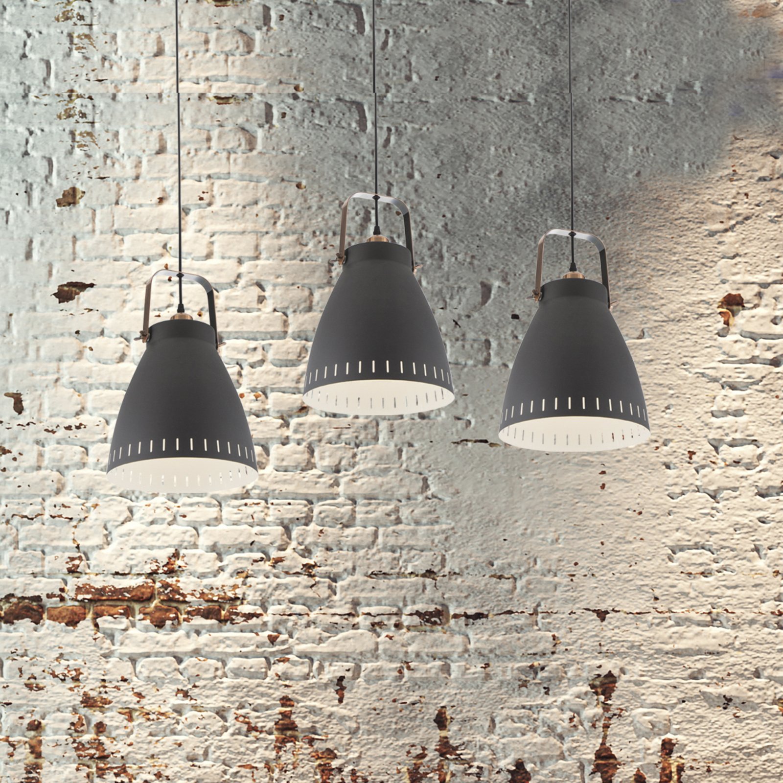 Nino Leuchten Makky hanging light with metal lampshade in black, for Living / Dining Room, metal, E27, 40 W, energy efficiency: A++