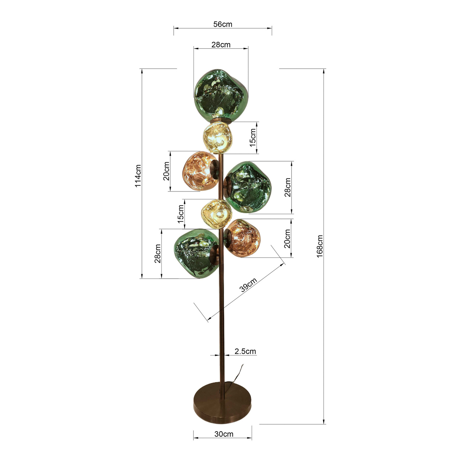 KARE gulvlampe Burbuja. Flerfarvet, glas, 168 cm, 7 lyskilder. KARE gulvlampe Burbuja. Flerfarvet, glas, 168 cm, 7 lyskilder.