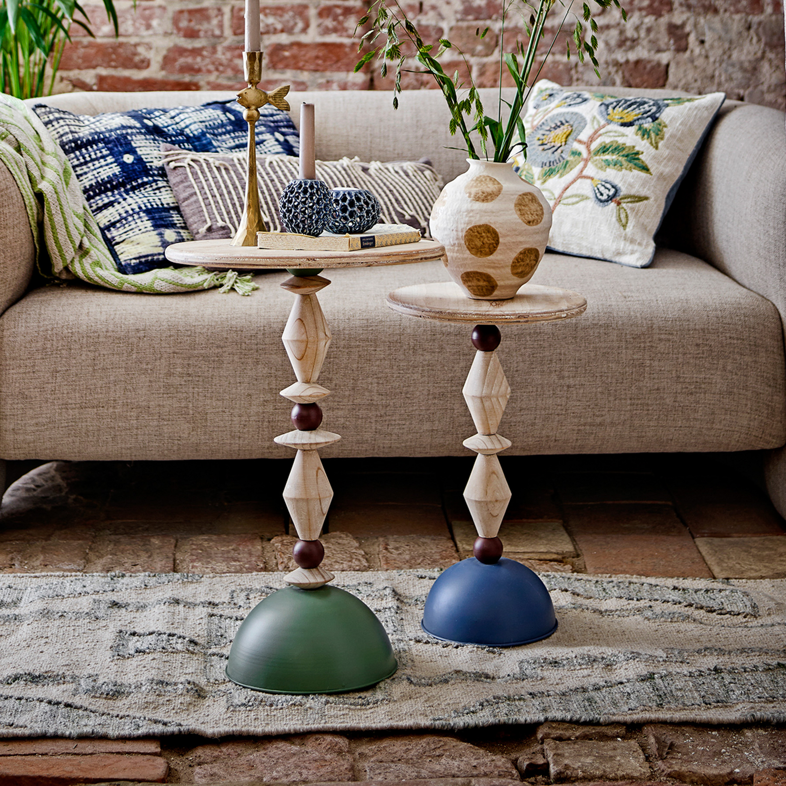 Table d'appoint Mannelli, vert/bois clair, 60 cm - Bloomingville