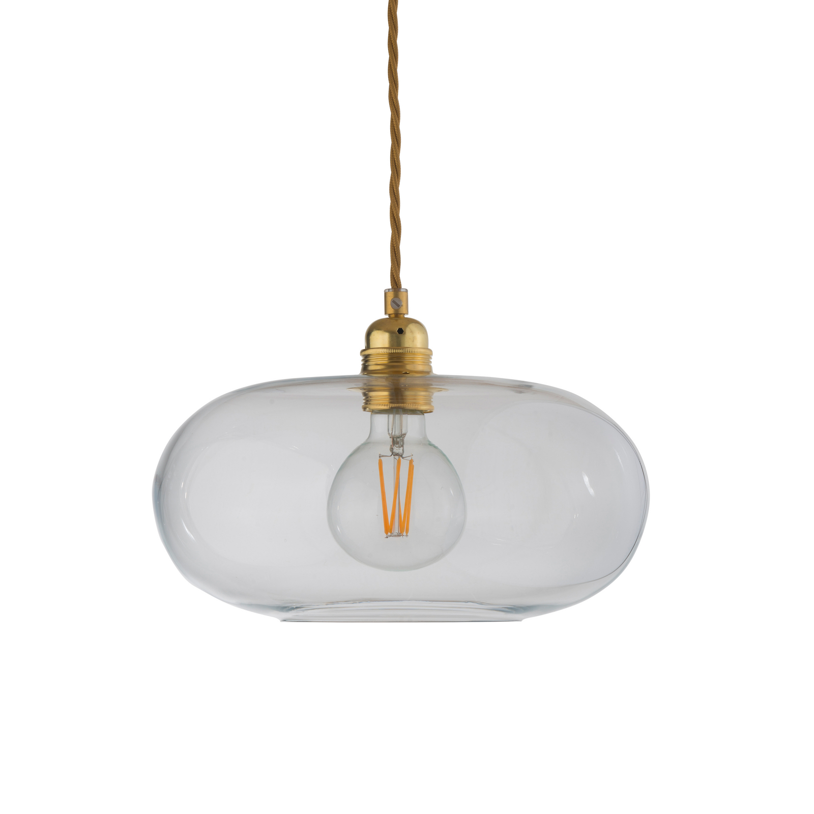 EBB & FLOW pendellampa Horizon, klar, glas, Ø 29 cm