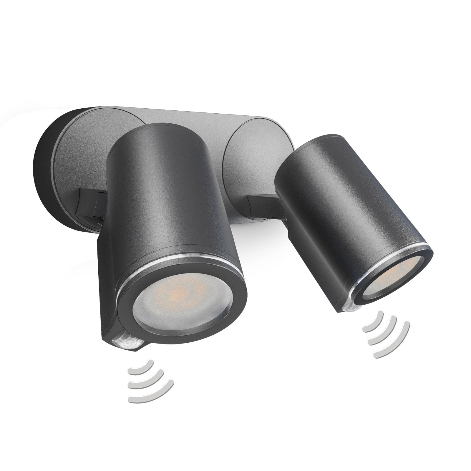 Steinel STEINEL Spot Duo Sensor LED spotlight 2-bulb, aluminium, plastic, GU10, 7 W, energy efficiency: A+, W: 24.7 cm, H: 9.8 cm