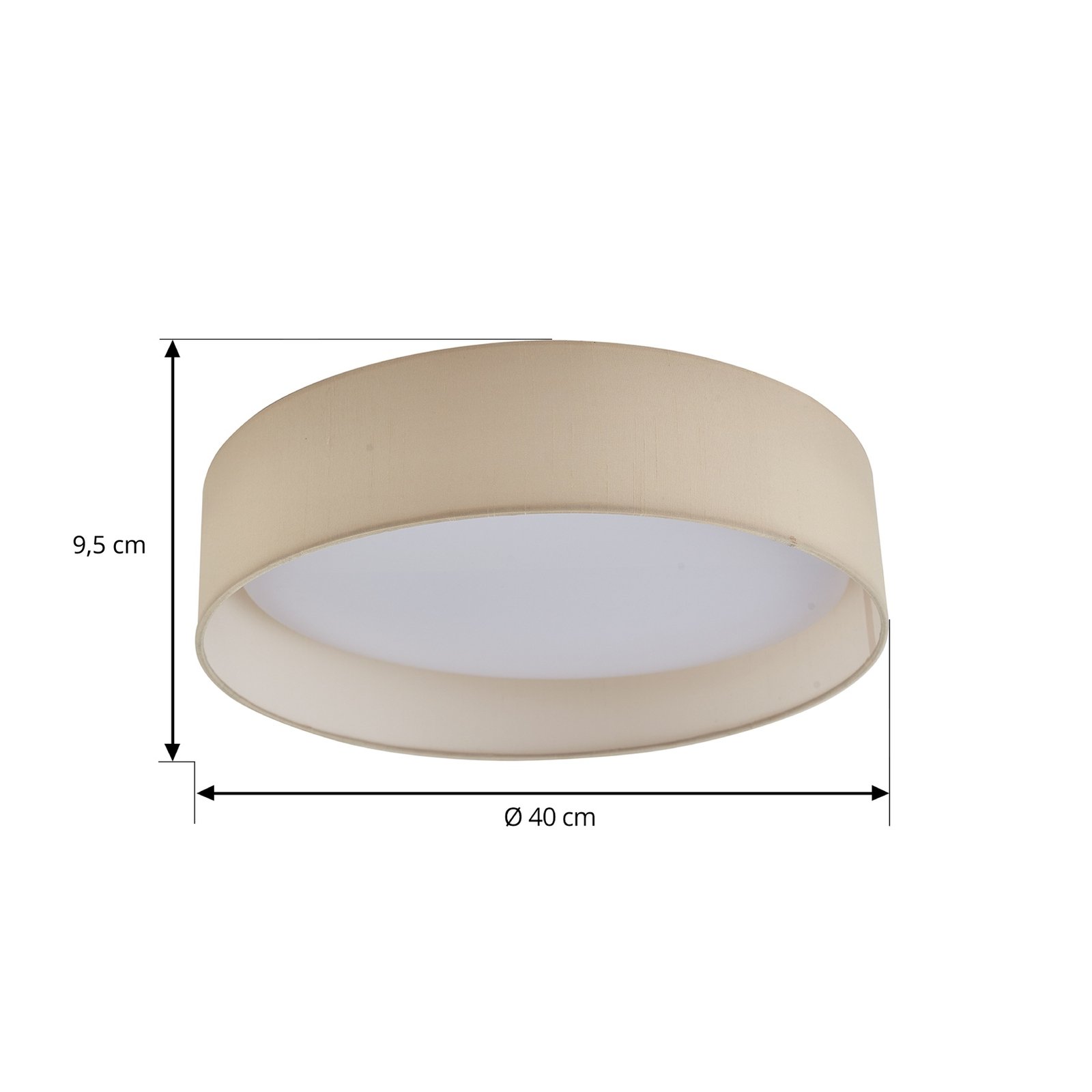 Lindby LED-taklampa Eilif, tyg, vit, Ø 40 cm, CCT