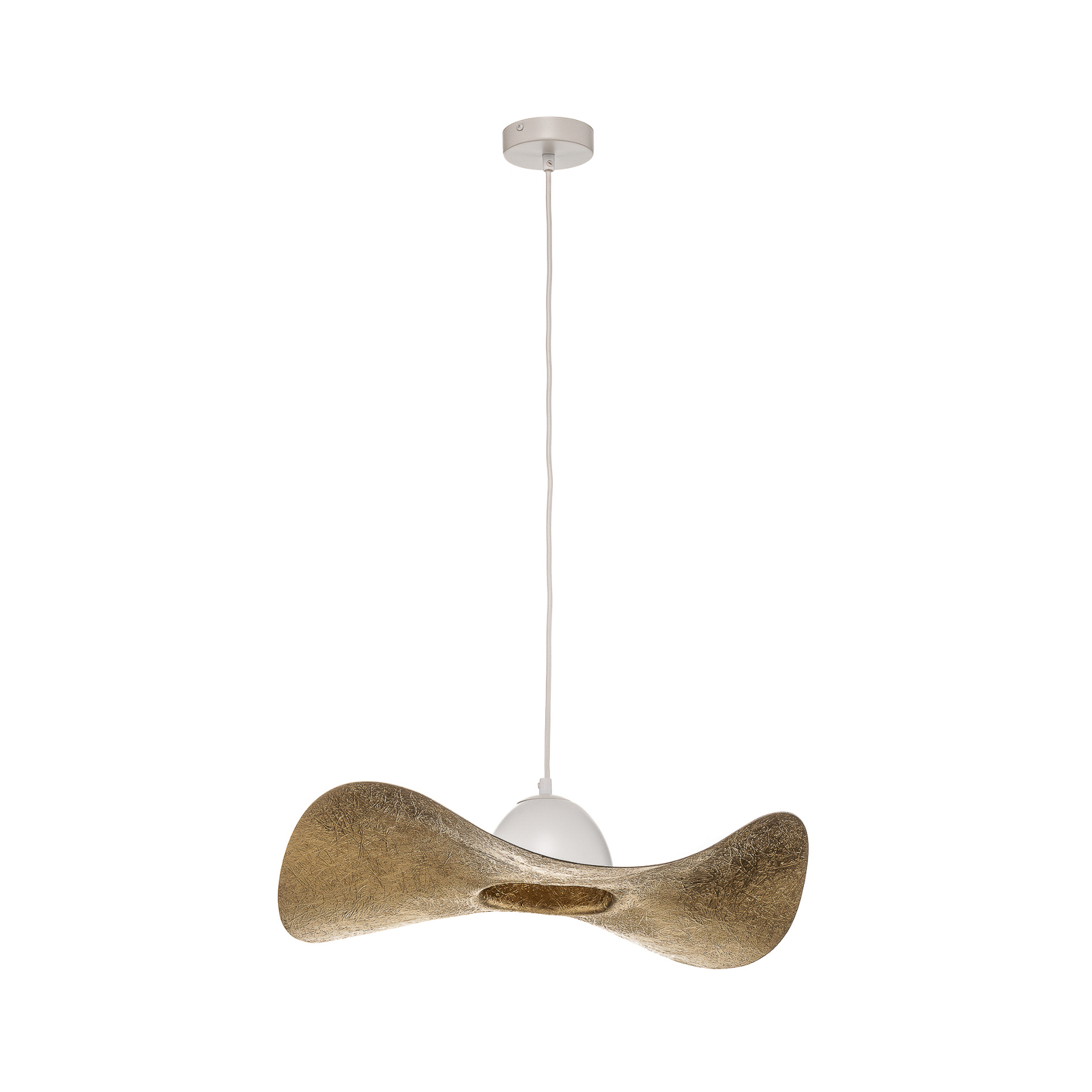 Jil pendant light, curved lampshade, white/gold