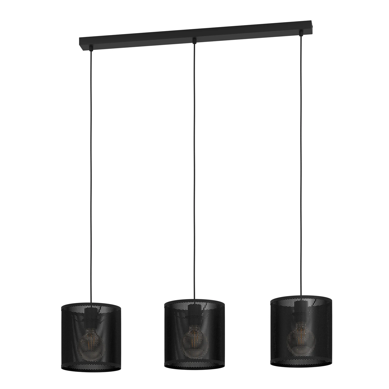 Manby hänglampa, längd 90 cm, svart, 3 lampor, stål