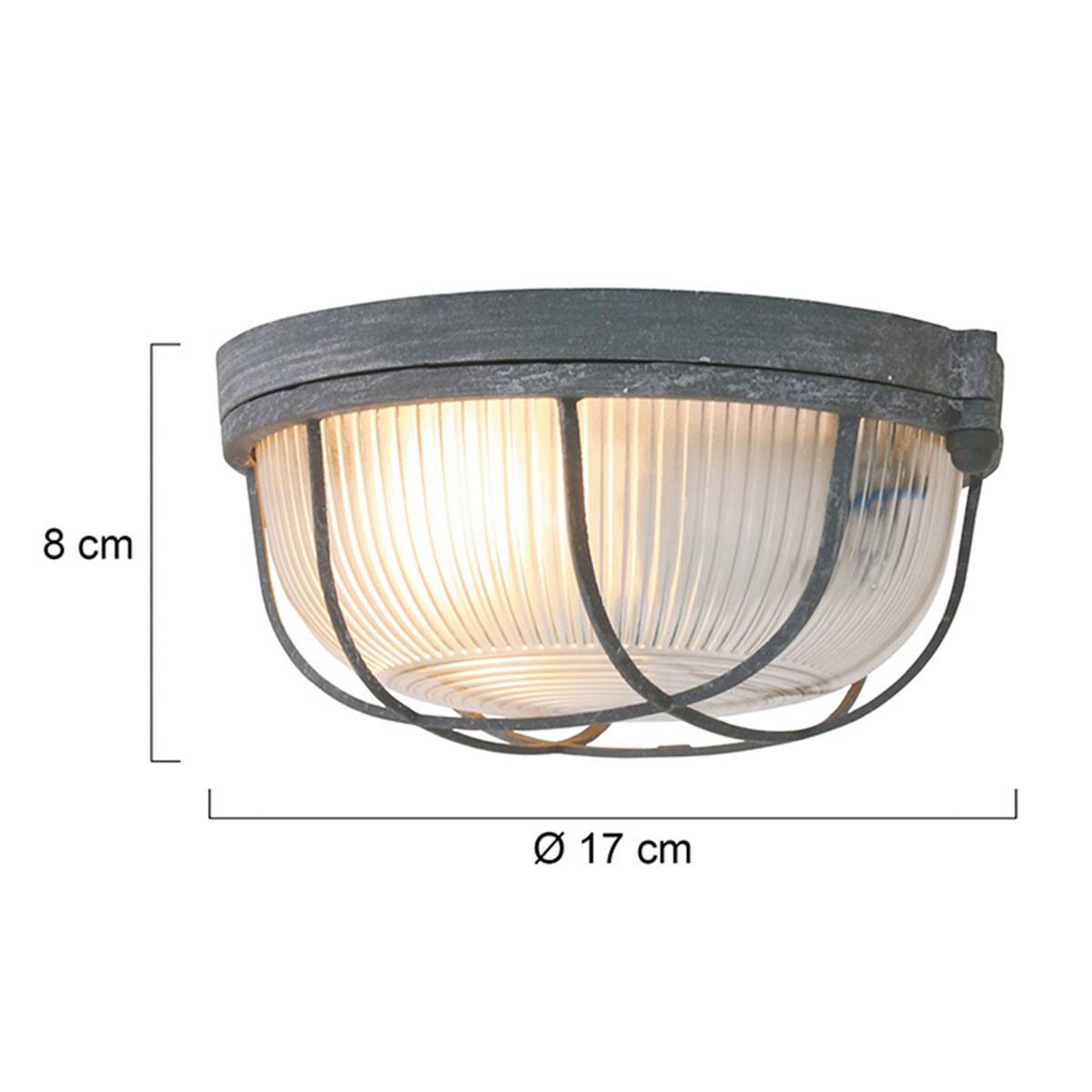 Deckenleuchte Lisanne, grau, Ø 17 cm, Metall, Glas, E27
