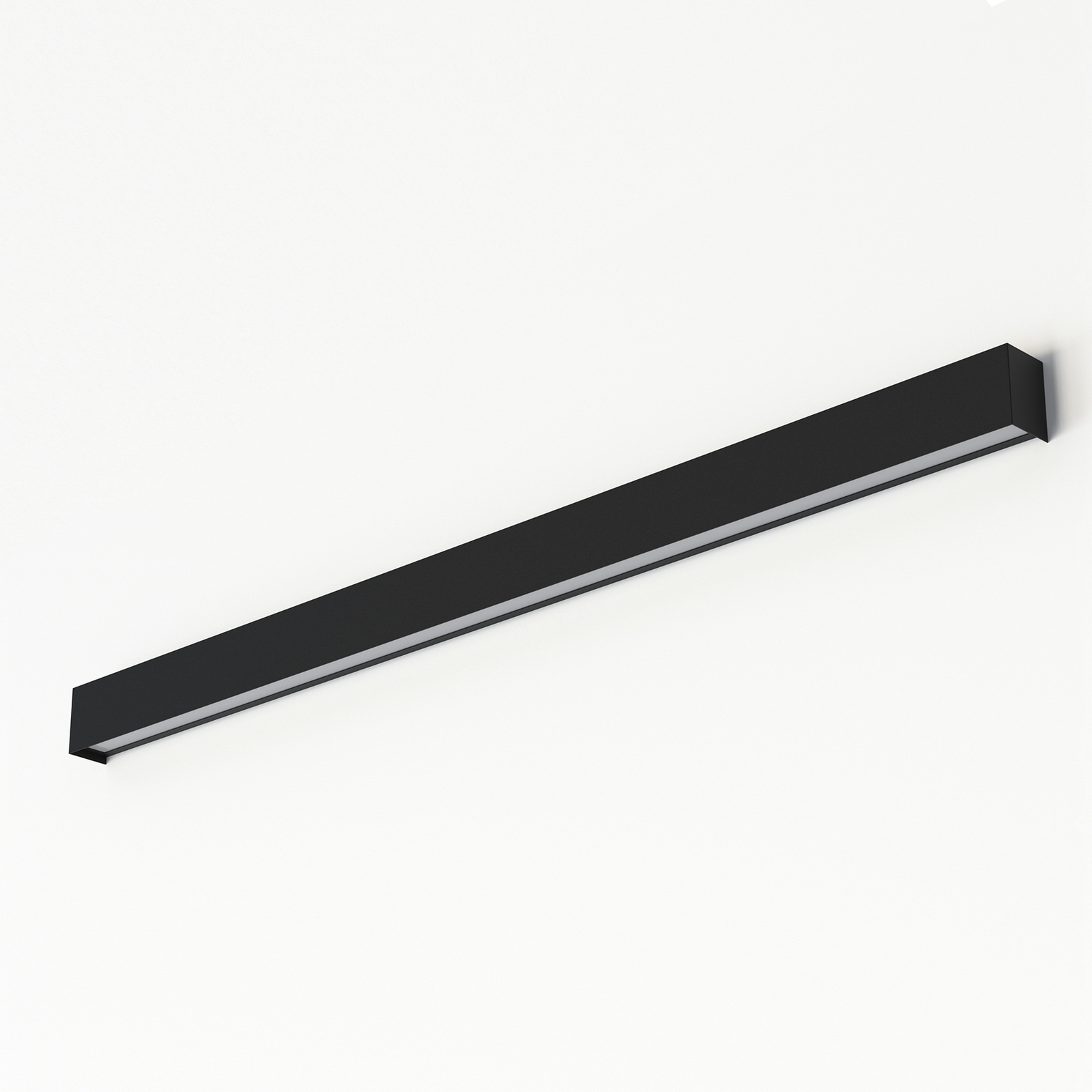 Vegglampe, rett L, 122 cm, svart