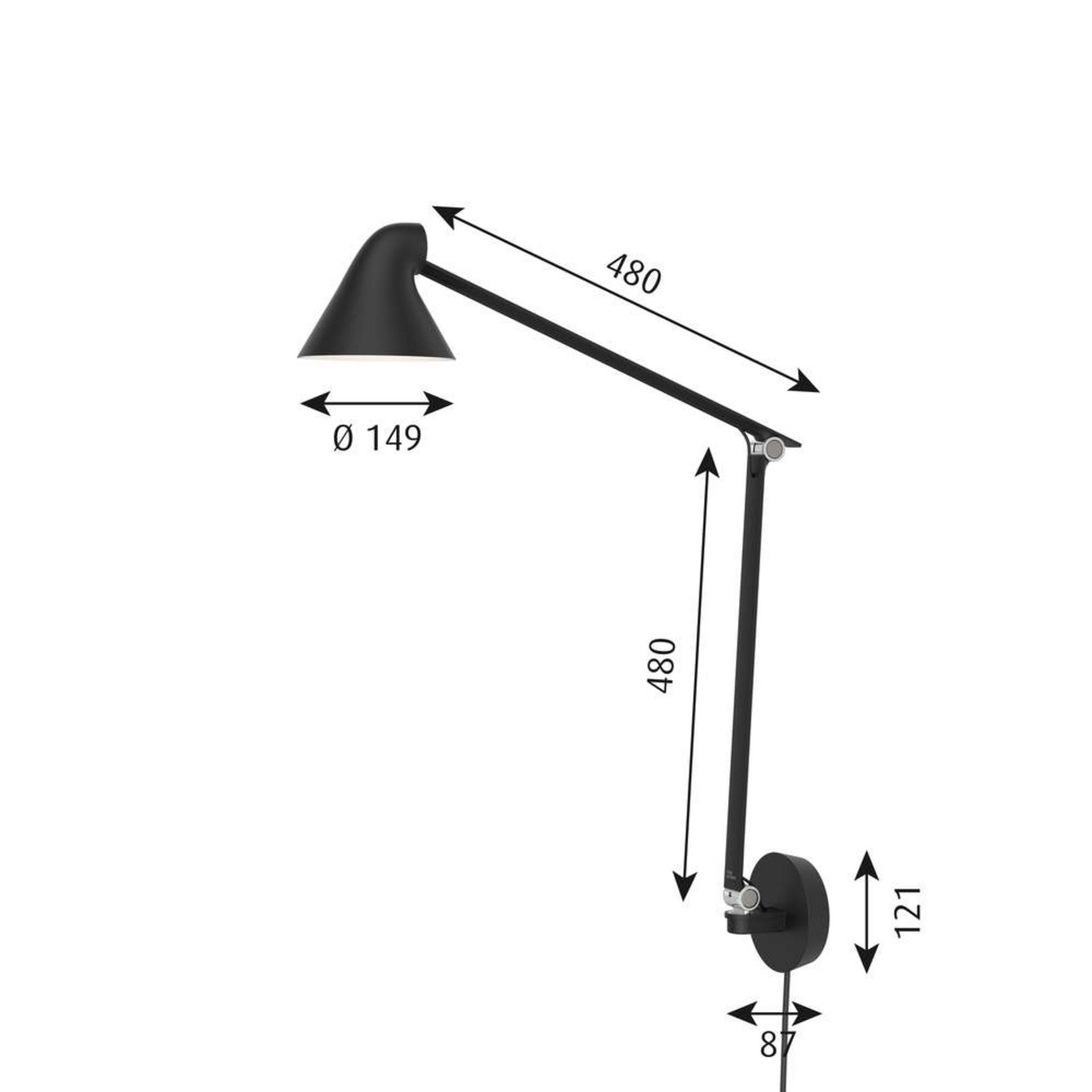 NJP Box LED Aplică de Perete 2700K Long Black - Louis Poulsen