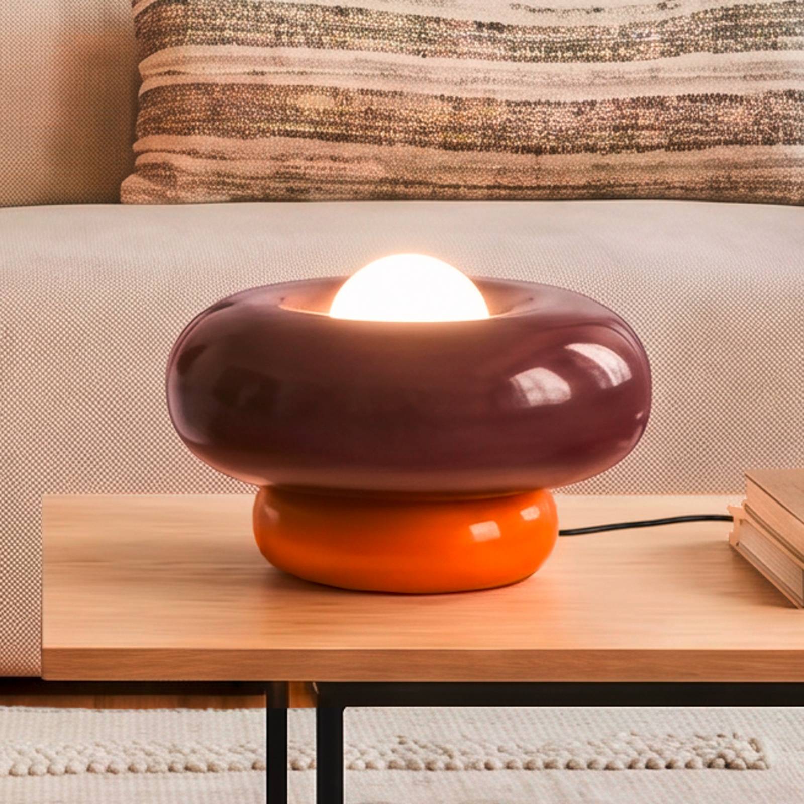 EGLO Tafellamp Torchiarolo, bordeaux/oranje, metaal, E27