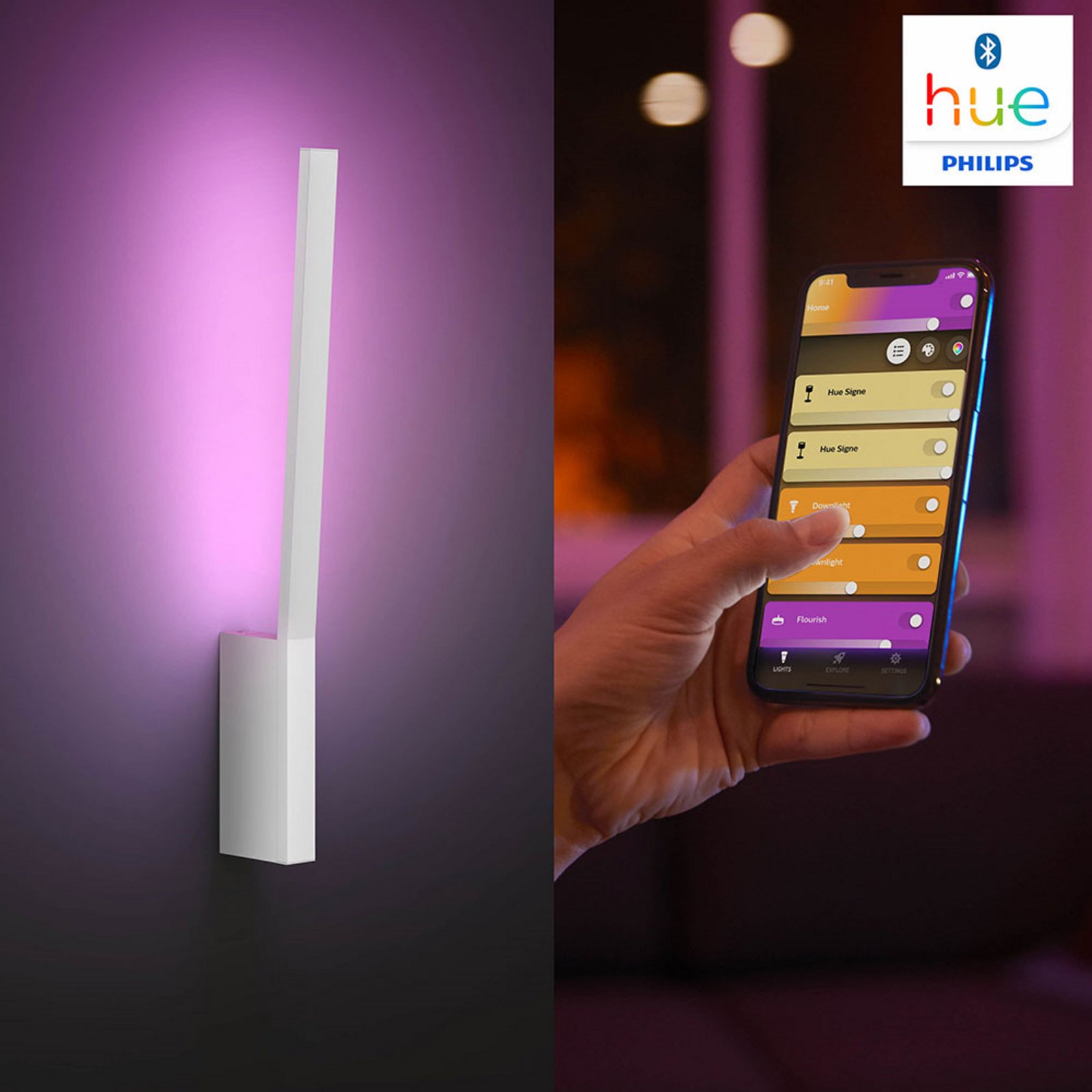 Liane Hue Aplică de Perete White Bluetooth White/Color Amb. - Philips Hue