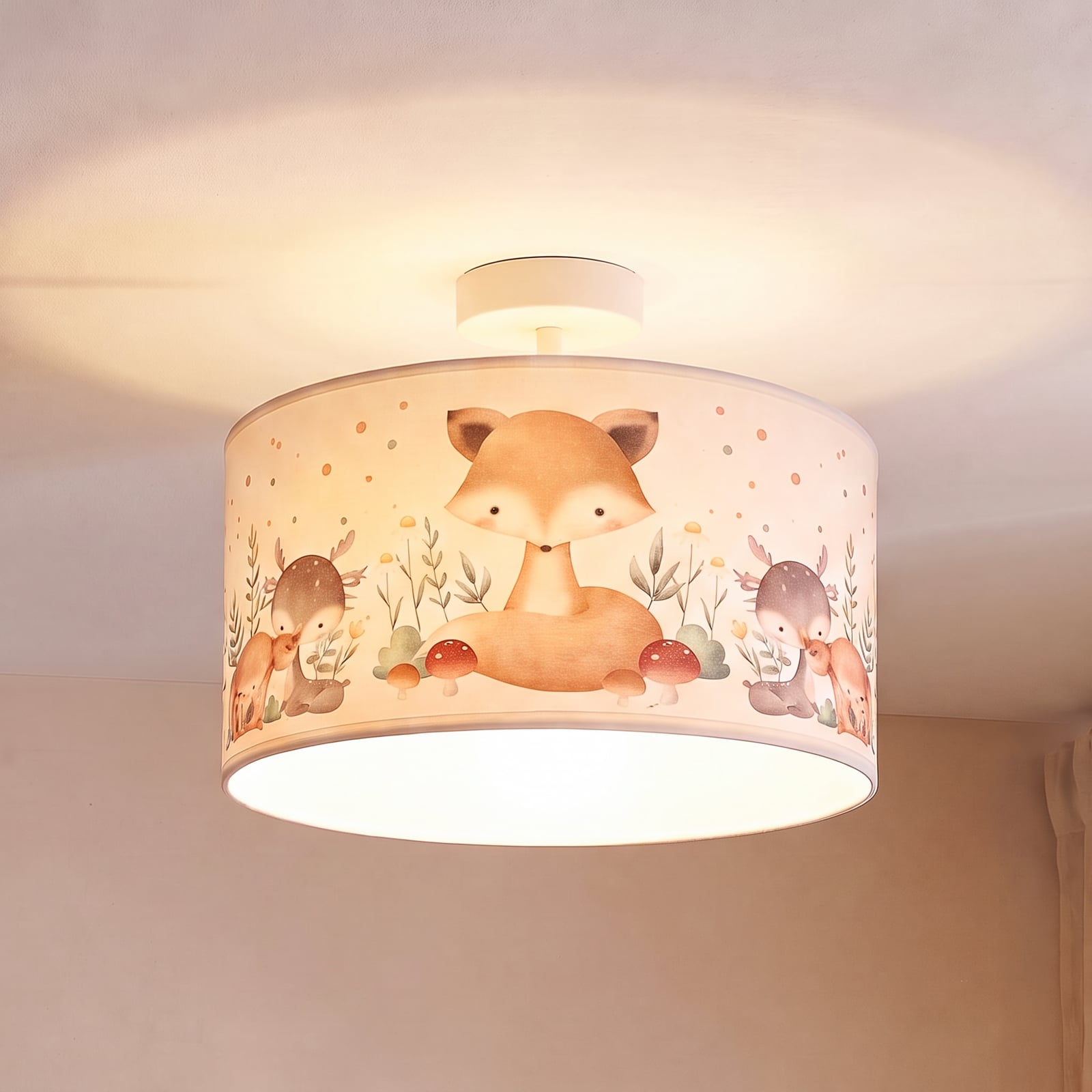 Plafonnier Kids Print, multicolore/blanc, Ø 35 cm, tissu - Duolla Plafonnier Kids Print, multicolore/blanc, Ø 35 cm, tissu - Duolla