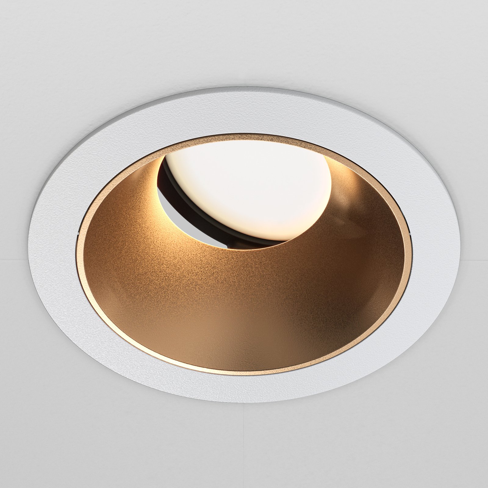 Maytoni recessed light Share, white/gold, Ø 8.5 cm, aluminium, GU10