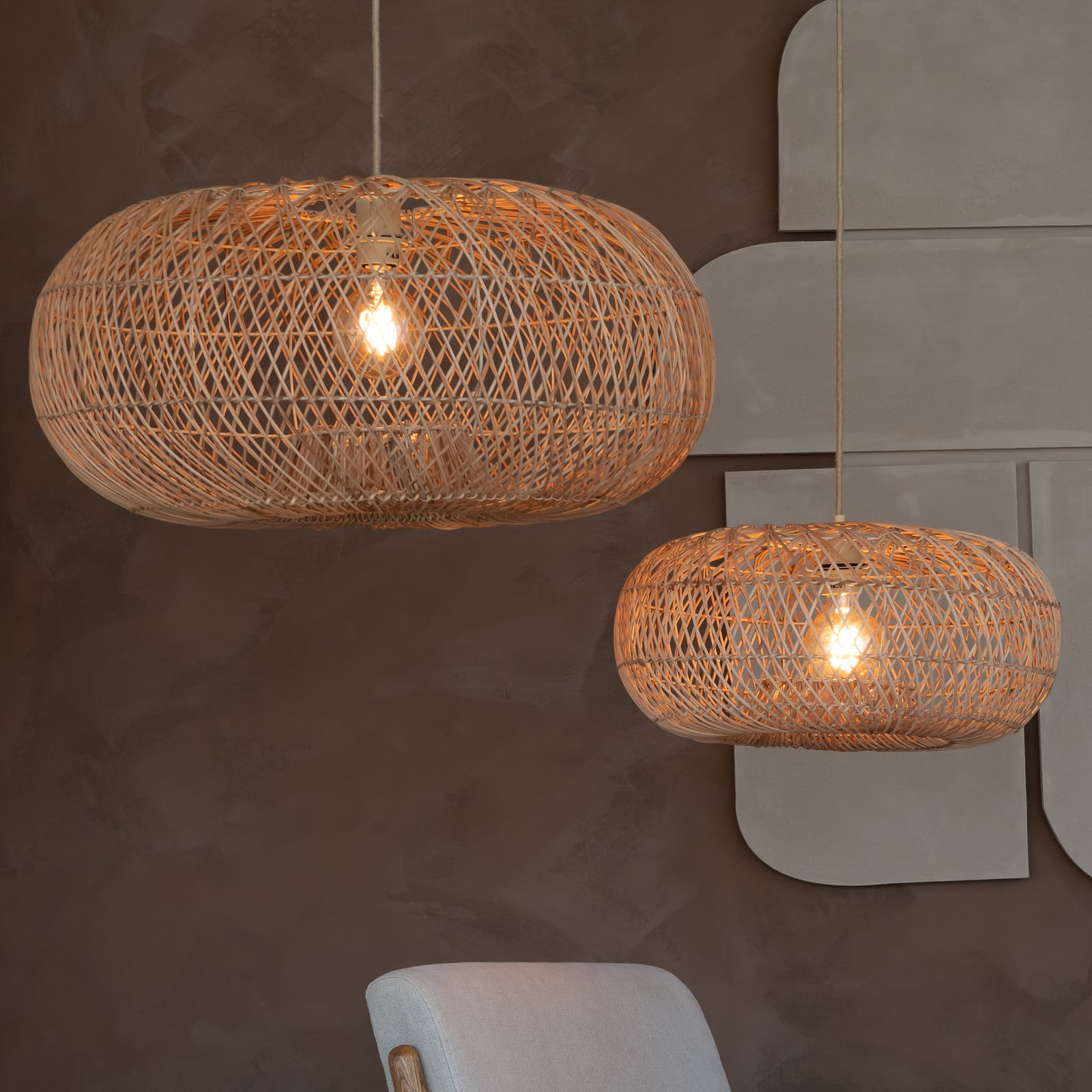 GOOD & MOJO Suspension Arizona, naturel, Ø 70 cm, rotin, E27