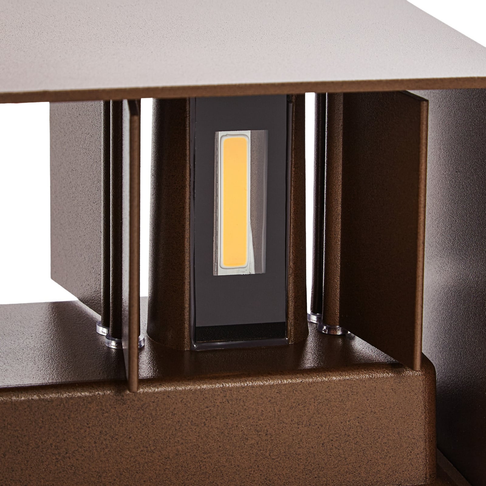 Vonkajšie nástenné svietidlo Nivar LED, hrdzová, 4-pl., 20 cm, IP54 – Lindby