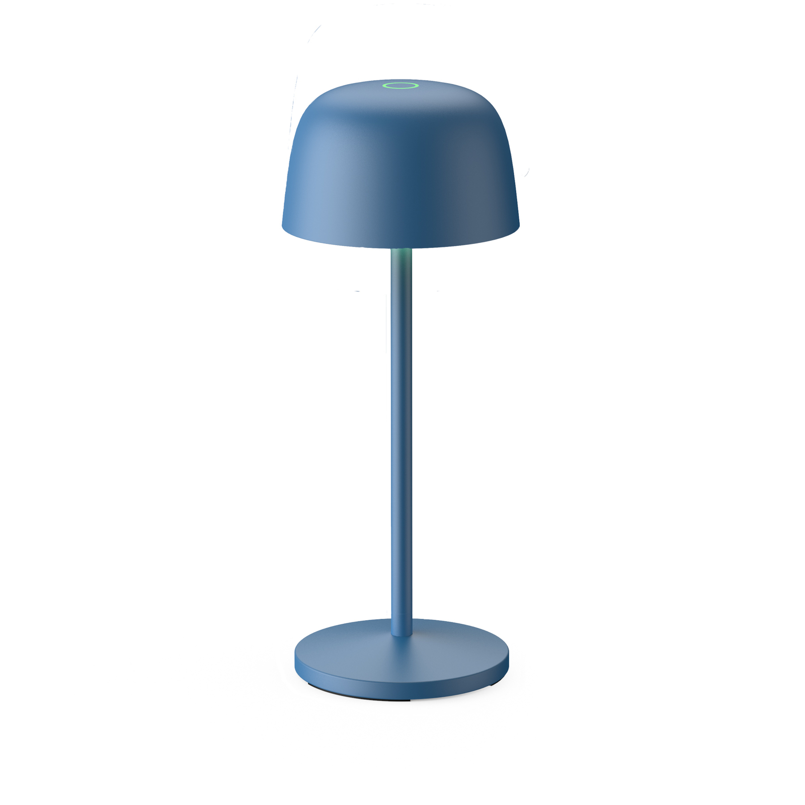 Lindby LED-es újratölthető asztali lámpa Arietty, kék, alumínium, Ø 10,5 cm