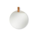 ferm LIVING veidrodis Enter, Ø 45 cm, stiklas, geležis, odinis dirželis