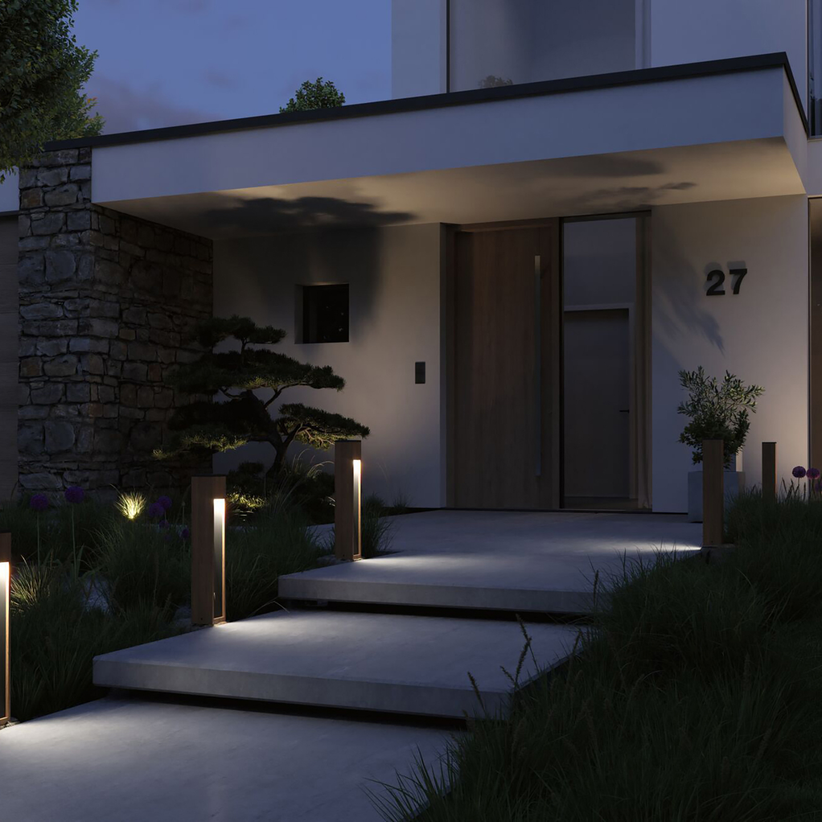 Paulmann Trabia LED pillar light, wood