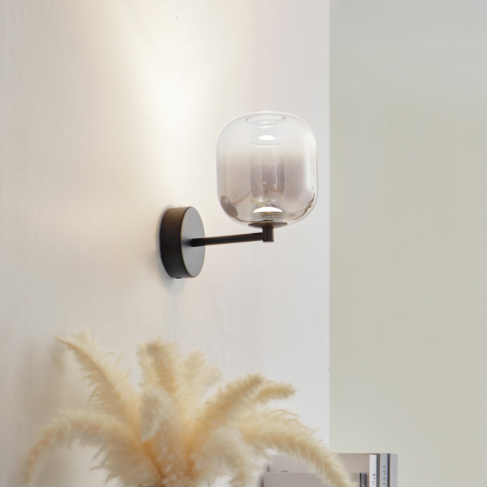 Avelina LED-Wandleuchte rauchgrau Höhe 21,5 cm Glas - Lucande